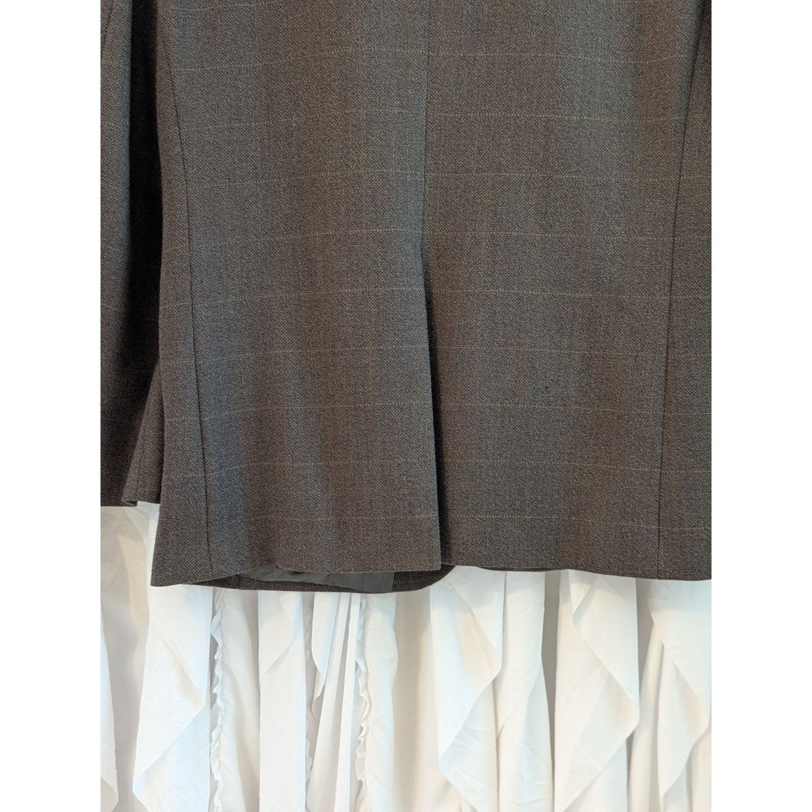 Oscar De La Renta 40R Brown 100% Wool Light Plaid 2 Button Notch Lapel Blazer Size 40R - 18 Thumbnail