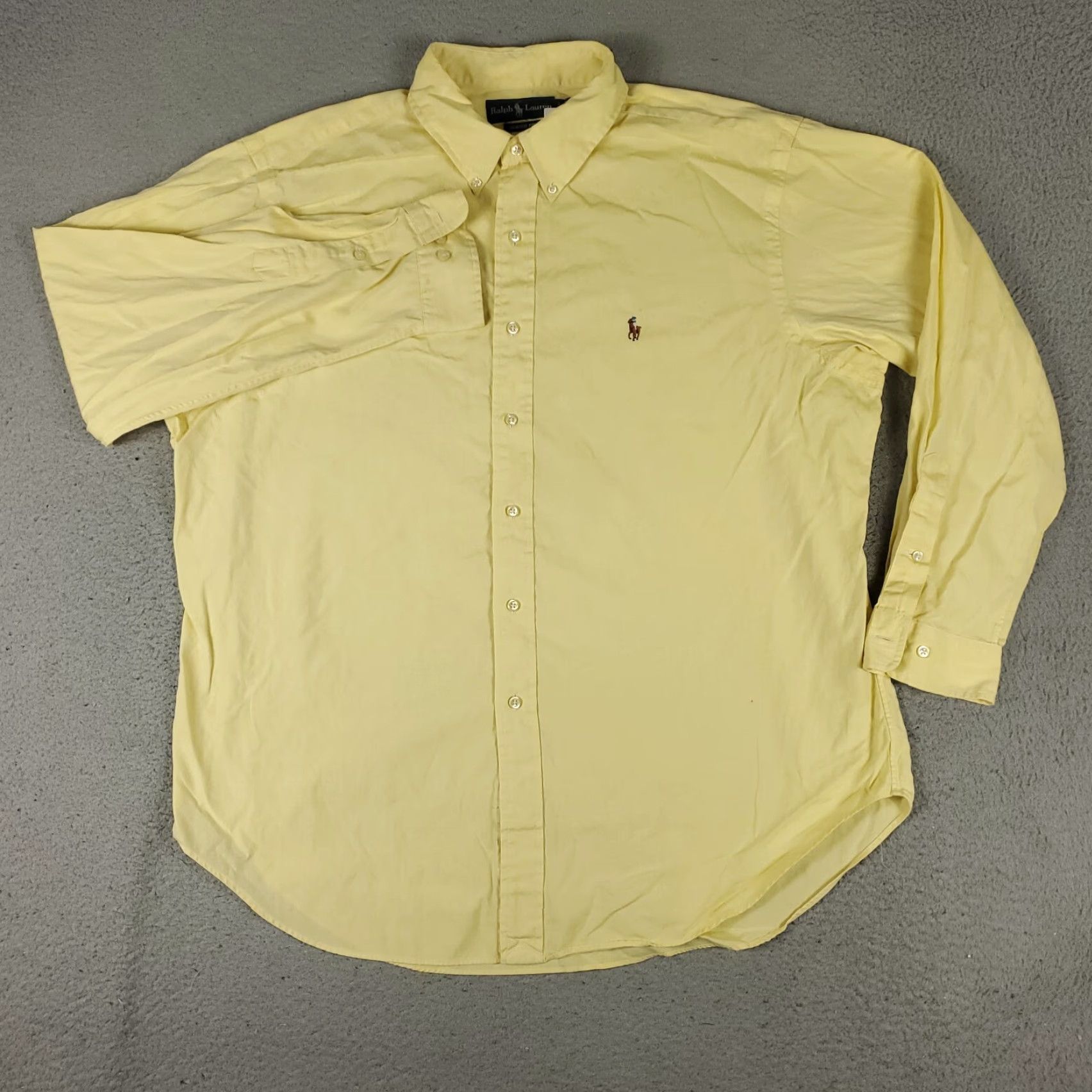Ralph Lauren Ralph Lauren Dress Shirt Mens Size 17.5 Yellow Button-Up Long Sleeve Solid Classic Size 46R - 4 Thumbnail