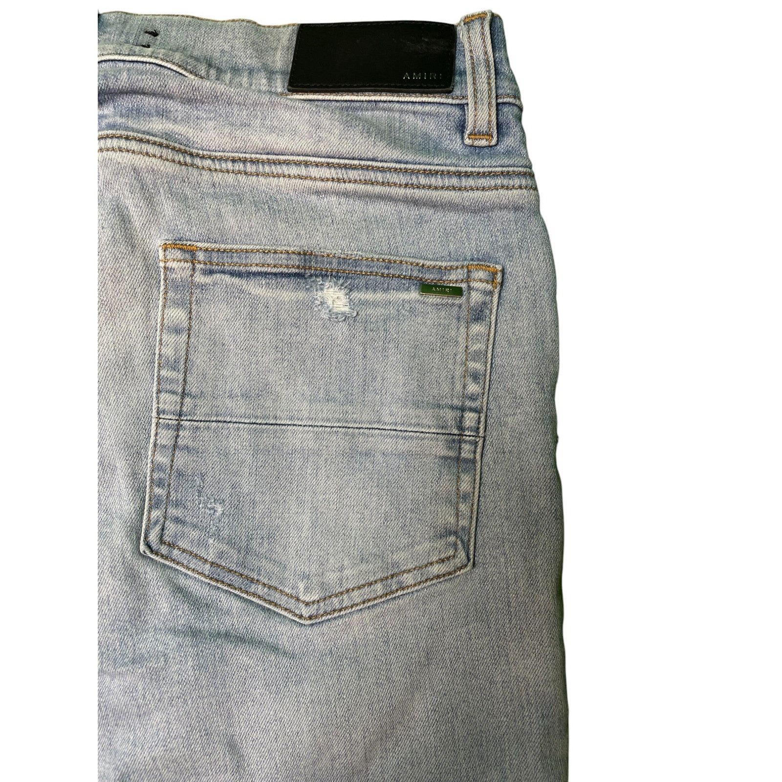 Amiri Amiri Side Logo Paint Drip Light Wash Jeans Size US 32 / EU 48 - 3 Thumbnail