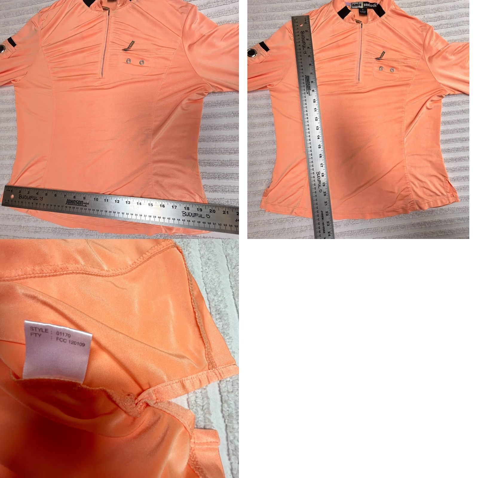 Vintage Jamie Sadock Women's 1/4 Zip Golf Shirt Pullover Long Sleeve Peach Size Medium Size M / US 6-8 / IT 42-44 - 8 Thumbnail