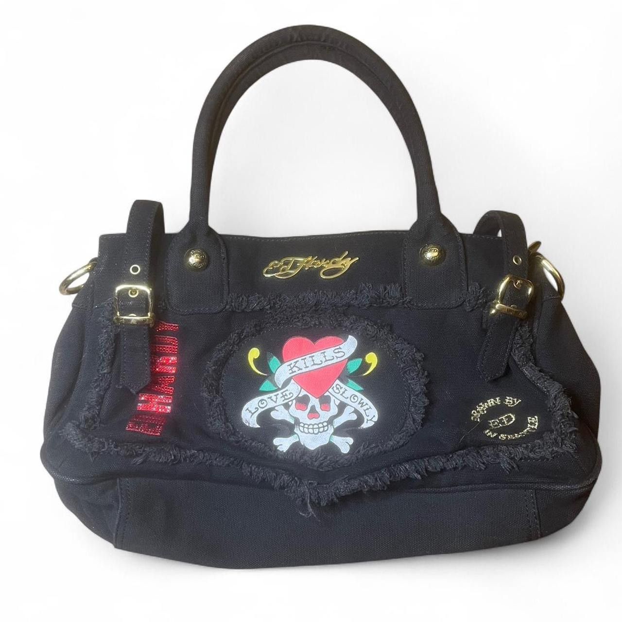 Ed Hardy Rare Y2K Ed hardy black denim tote bag Size ONE SIZE - 1 Thumbnail