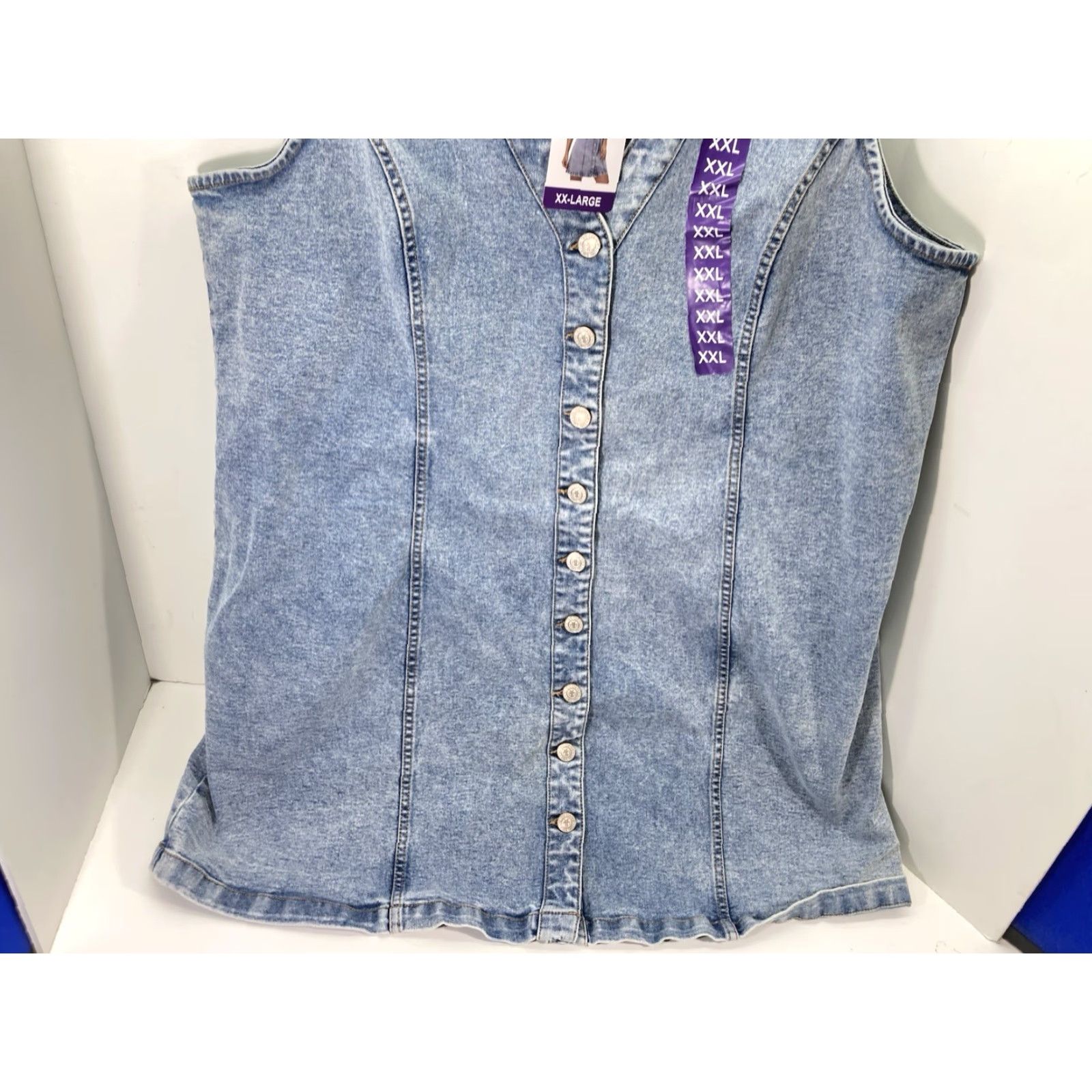 Frye Frye Denim Dress Women 2XL XXL Blue Button Belt Light Wash Cotton Stretch NWT Size XXL / US 16-18 / IT 52-54 - 3 Thumbnail