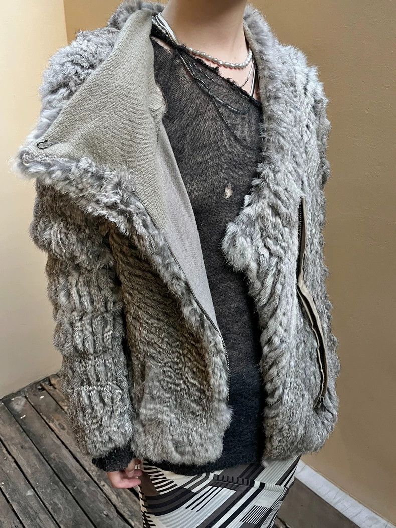 Helmut Lang HELMUT LANG Silver grey rabbit fur overcoat Size M / US 6-8 / IT 42-44 - 4 Thumbnail