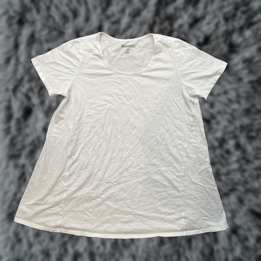 Vintage Roamans Shirt Womens 14/16 White Short Sleeve T-Shirt 100% Cotton Basic Tee Top WomensSize Clothing Options Size XL / US 12-14 / IT 48-50 - 1 Thumbnail