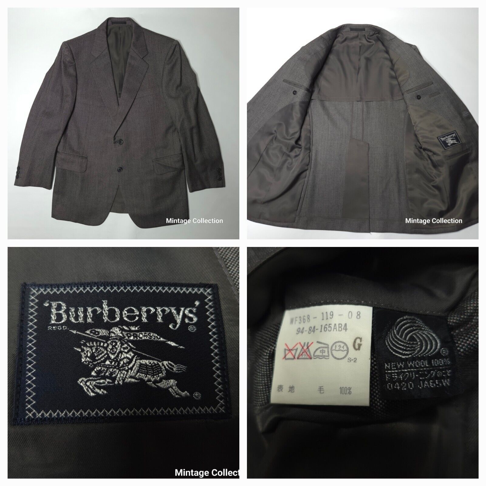 Burberry VINTAGE BURBERRYS TAILORED IN JAPAN 100% WOOL GRAY COAT 40T Size 40L - 1 Thumbnail