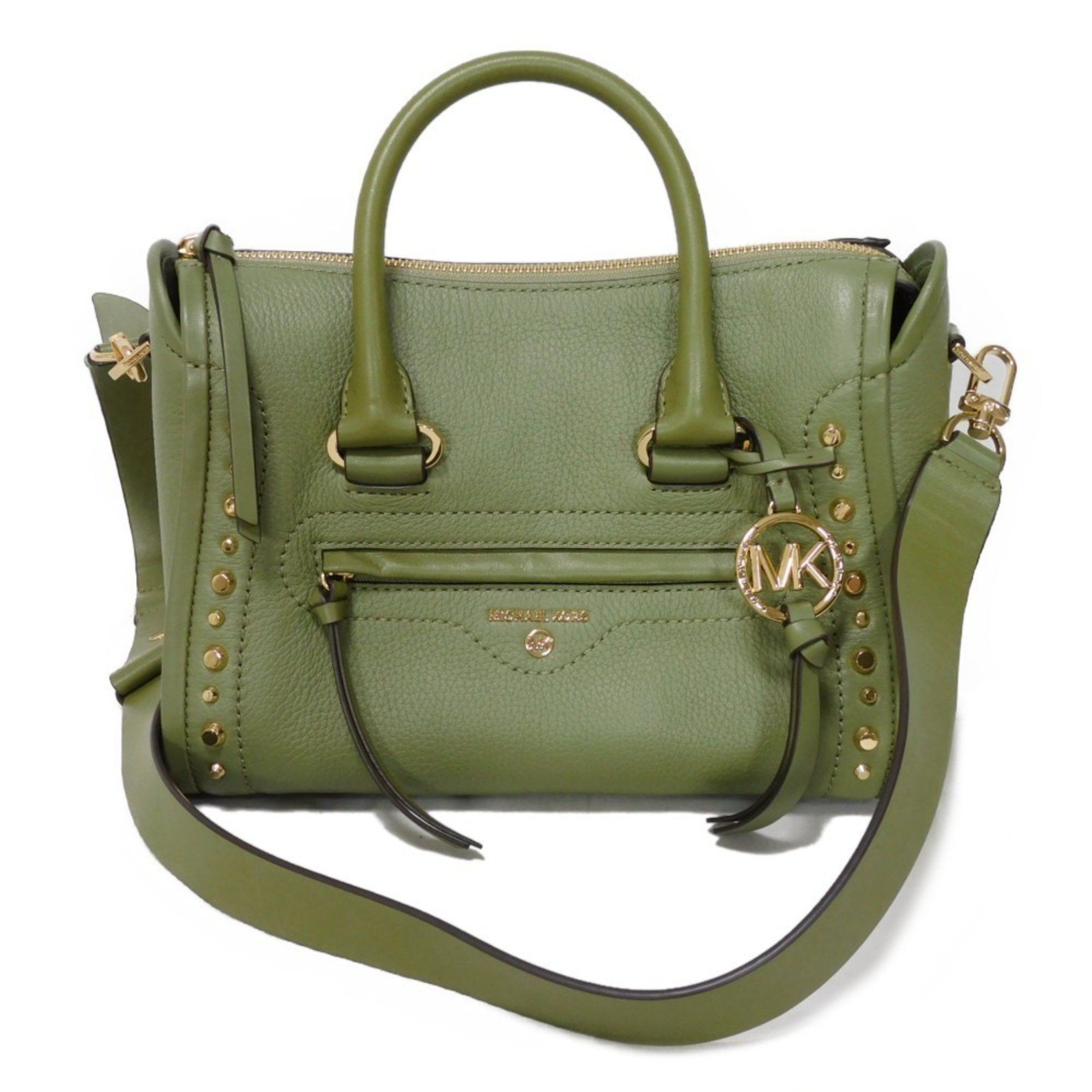 Michael Kors Handbag Carine Small Satchel Mk Charm Shoulder Bag Metal Studs Khaki 30S0Gccs1T Women's in Green