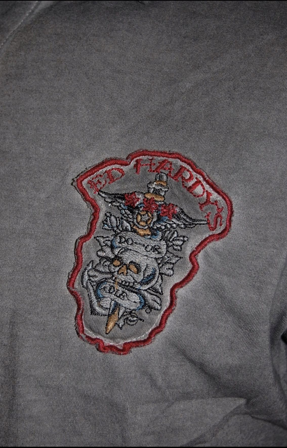 Ed Hardy Y2K ED HARDY CHRISTIAN AUDIGIER PUNK DO OR DIE POLO GRAY Size US M / EU 48-50 / 2 - 8 Thumbnail