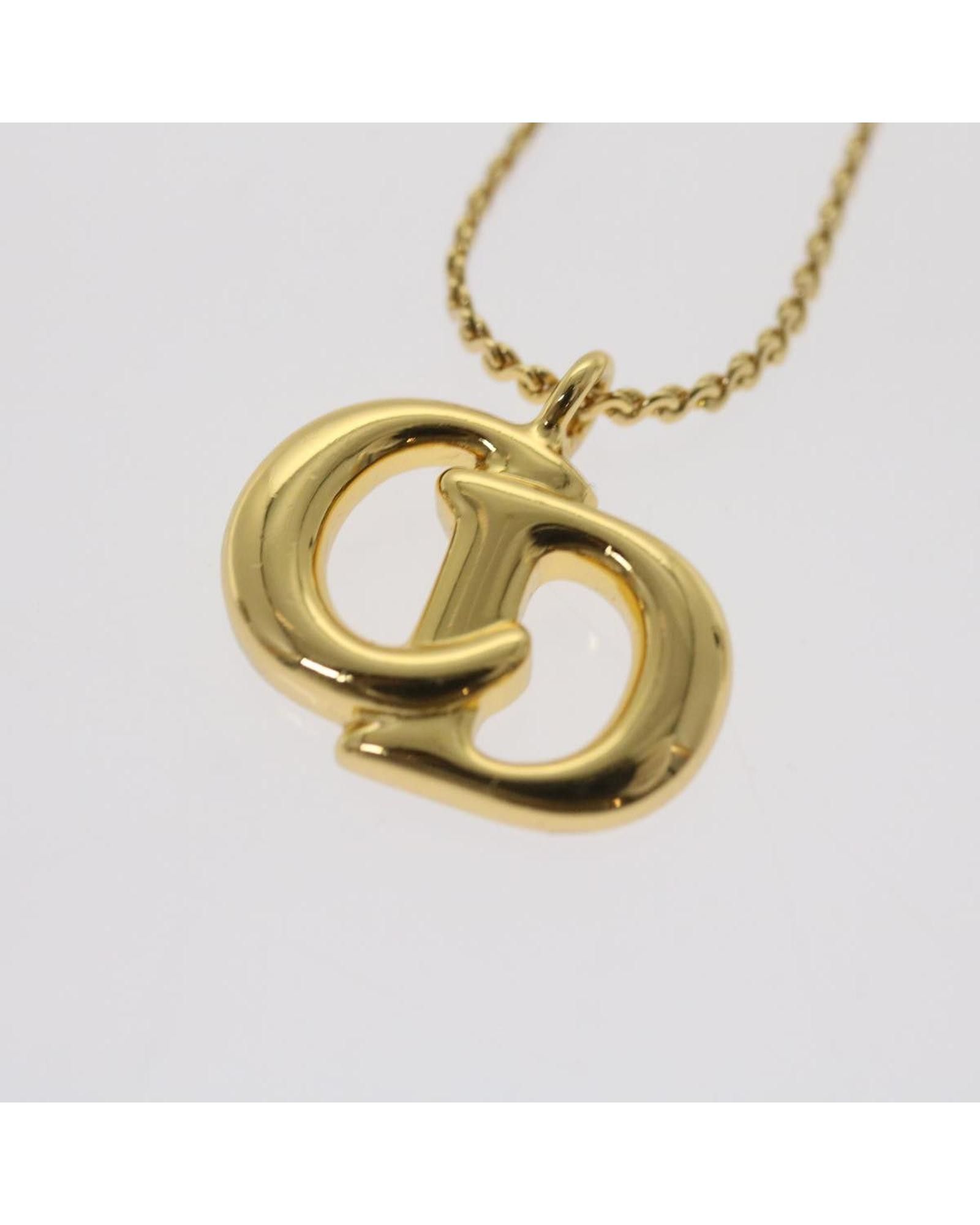 image of Dior Luxury Gold Metal Necklace With Elegant Pendant, Women's