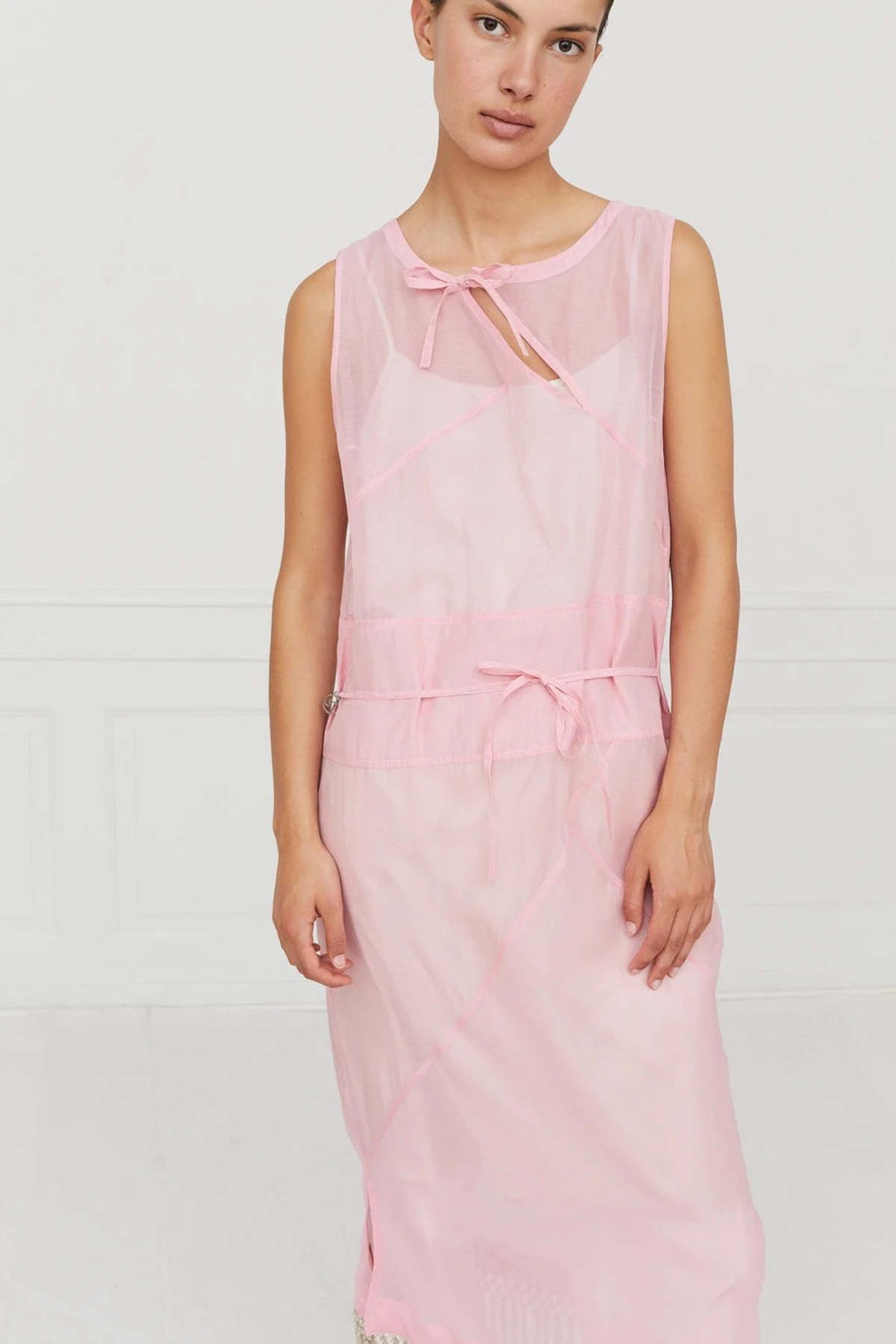 Saks Potts o1s22i1n0924 Stanni Cotton & Silk Midi Dress in Pink Size S / US 4 / IT 40 - 3 Thumbnail