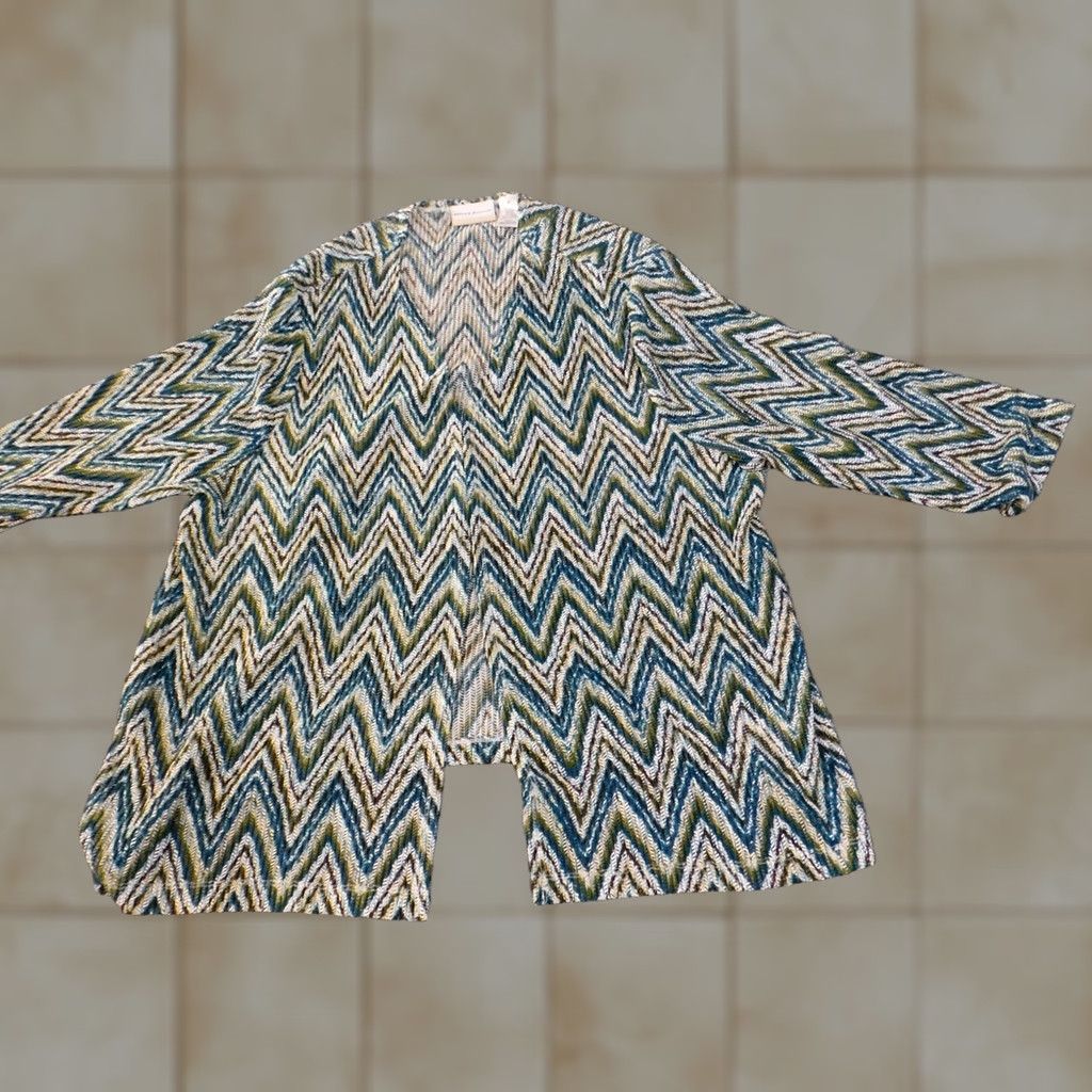 Vintage Alfred Dunner Blouse Shirt Womens 2X Green Geometric Open Rhinestone Classic Knit Polyester Spandex Crew Neck Long Sleeve Pullover Casual Plus Size Size XXL / US 16-18 / IT 52-54 - 1 Thumbnail