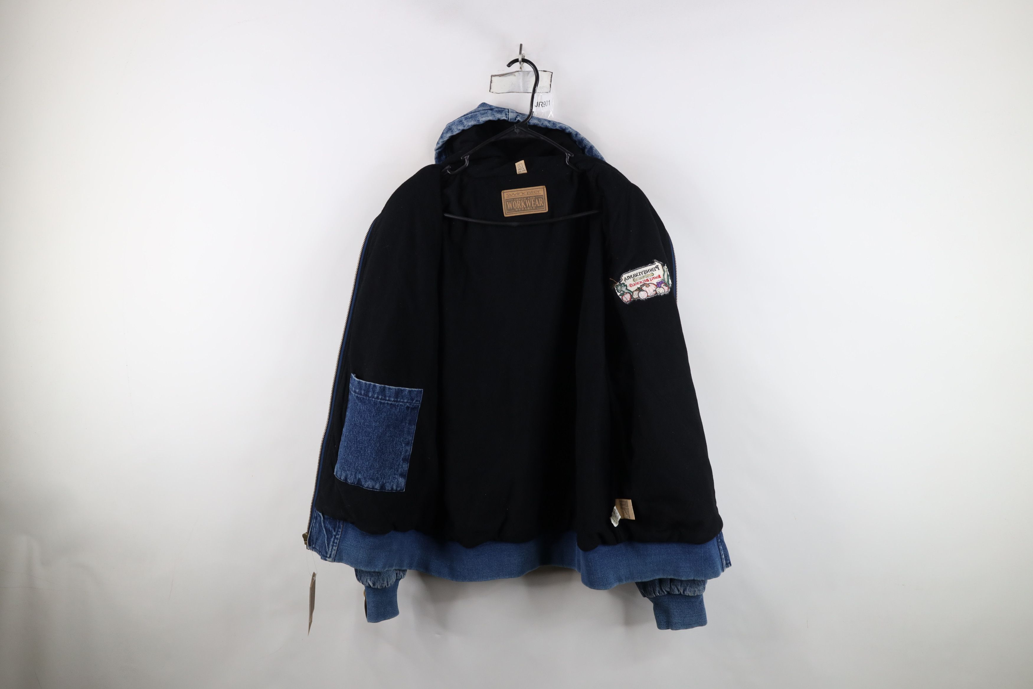 Vintage Deadstock Vintage 90s Produce Hooded Denim Jacket Blue Size US L / EU 52-54 / 3 - 9 Thumbnail