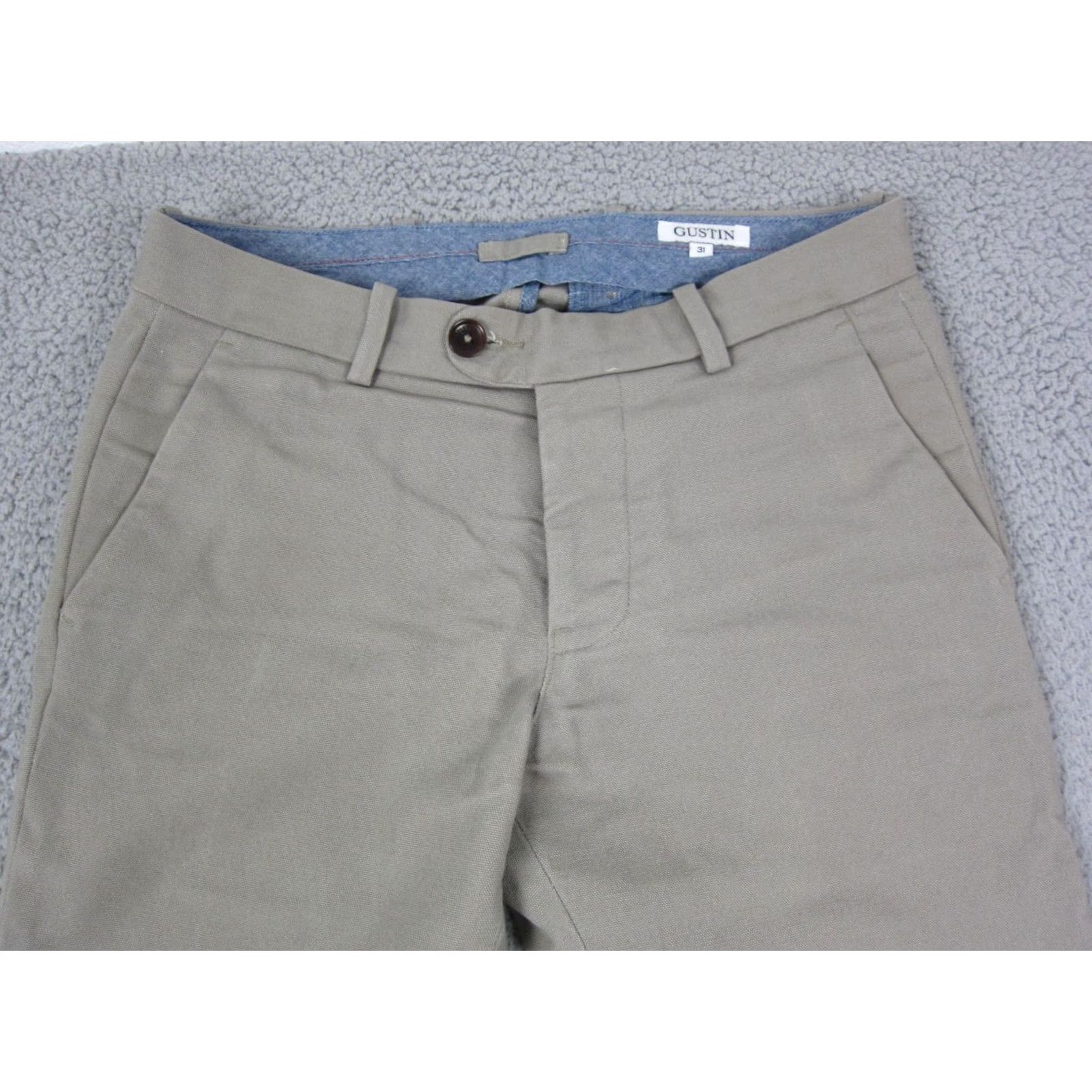 Gustin Gustin Pants Mens 31 Beige Slim Fit Chino Straight Wool Cotton Button Fly USA Made Pants Mens 31 Beige Slim Chino Straight Button Fly USA Made Size US 31 - 2 Thumbnail