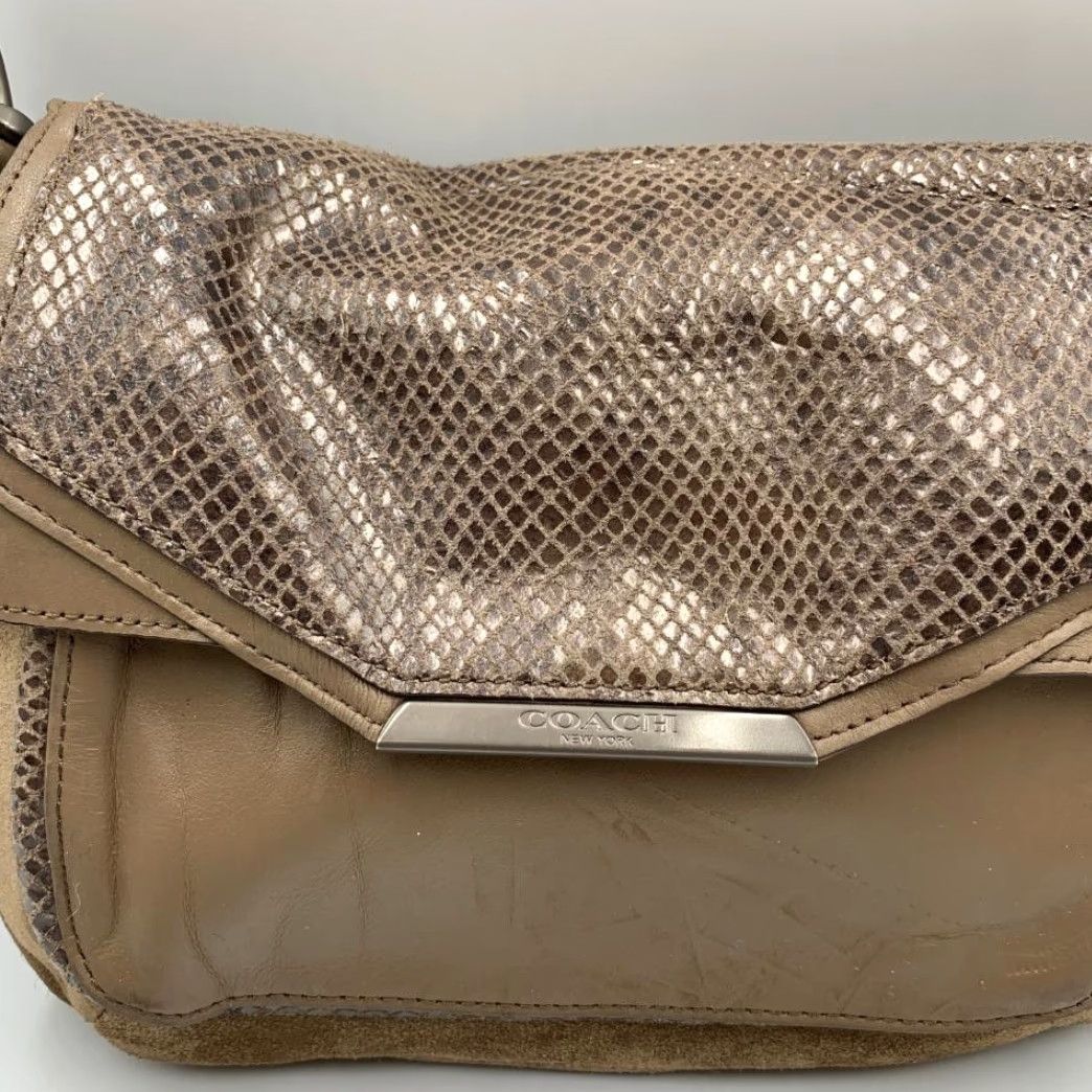 Coach Coach Bag Womens Brown Exotic Python Embossed Leather Flap Detachable Crossbody Size ONE SIZE - 2 Thumbnail