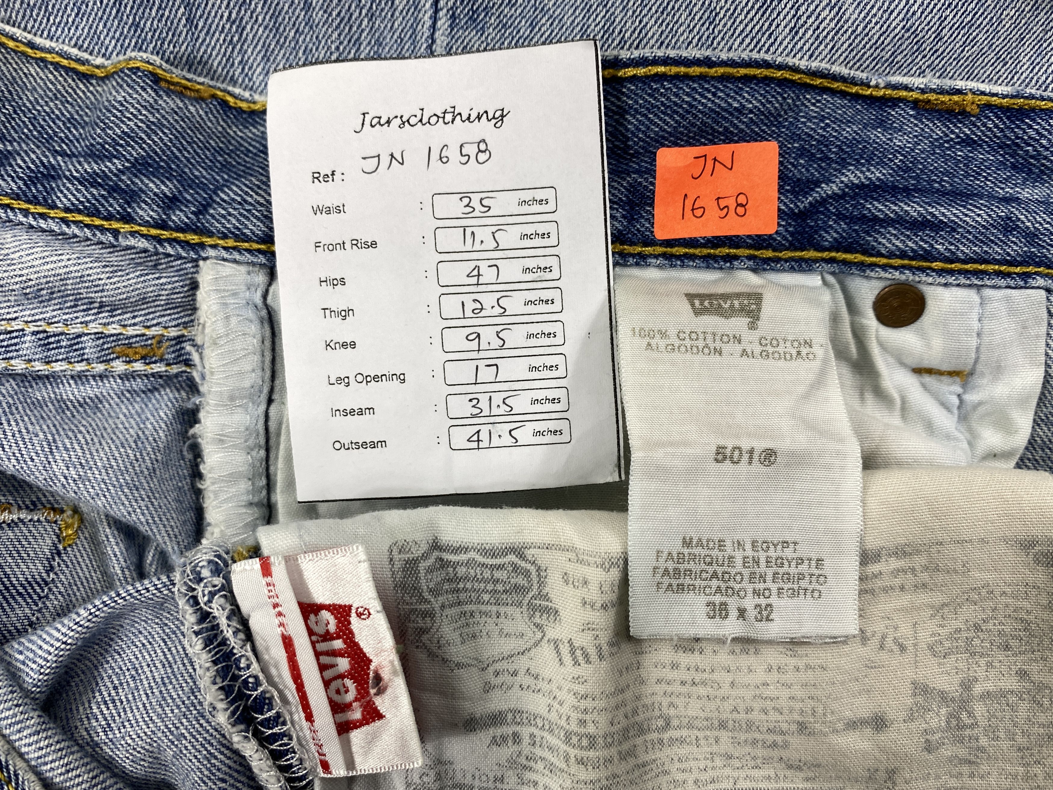 Levi's Mid Blue Vintage Levi's 501 Jeans 35x31.5 Denim -JN1658 Size US 35 - 8 Thumbnail
