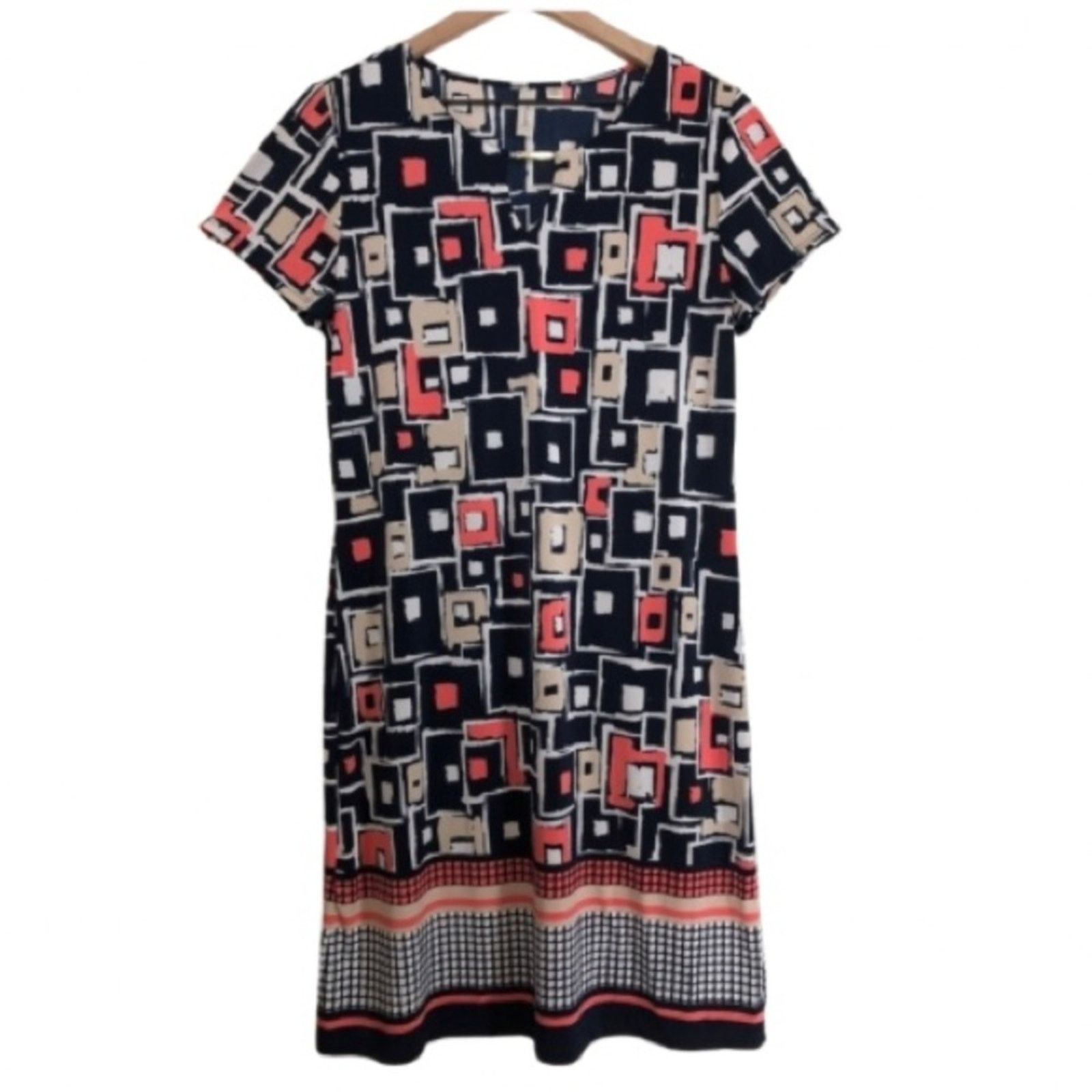 Other Tacera Lightweight Geometric Short Sleeve Midi Shift Dress Size M / US 6-8 / IT 42-44 - 1 Thumbnail