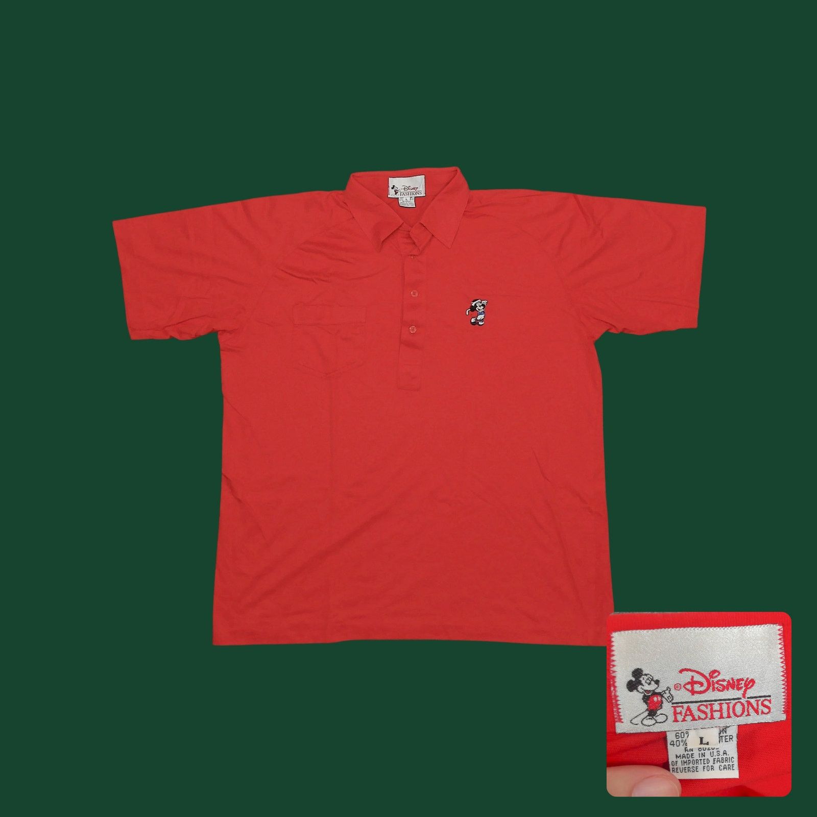 Disney Disney 90s Made in USA Mickey Mouse Golf Polo Single Stitch Size US XL / EU 56 / 4 - 1 Thumbnail