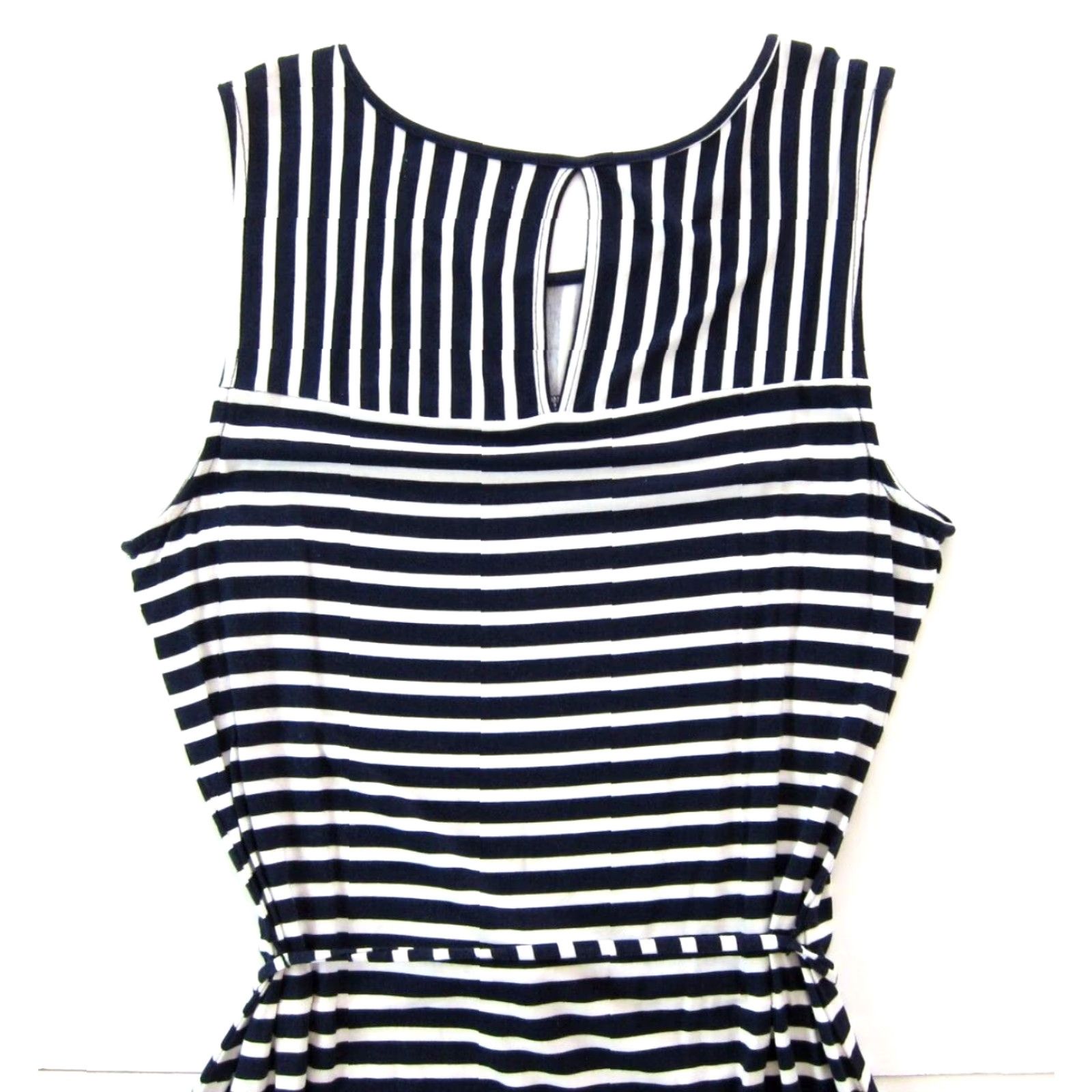 Liz Claiborne NWT Liz Claiborne Blue White Stripe Rayon Stretch Sheath Tank Sun Dress Medium Size M / US 6-8 / IT 42-44 - 6 Thumbnail