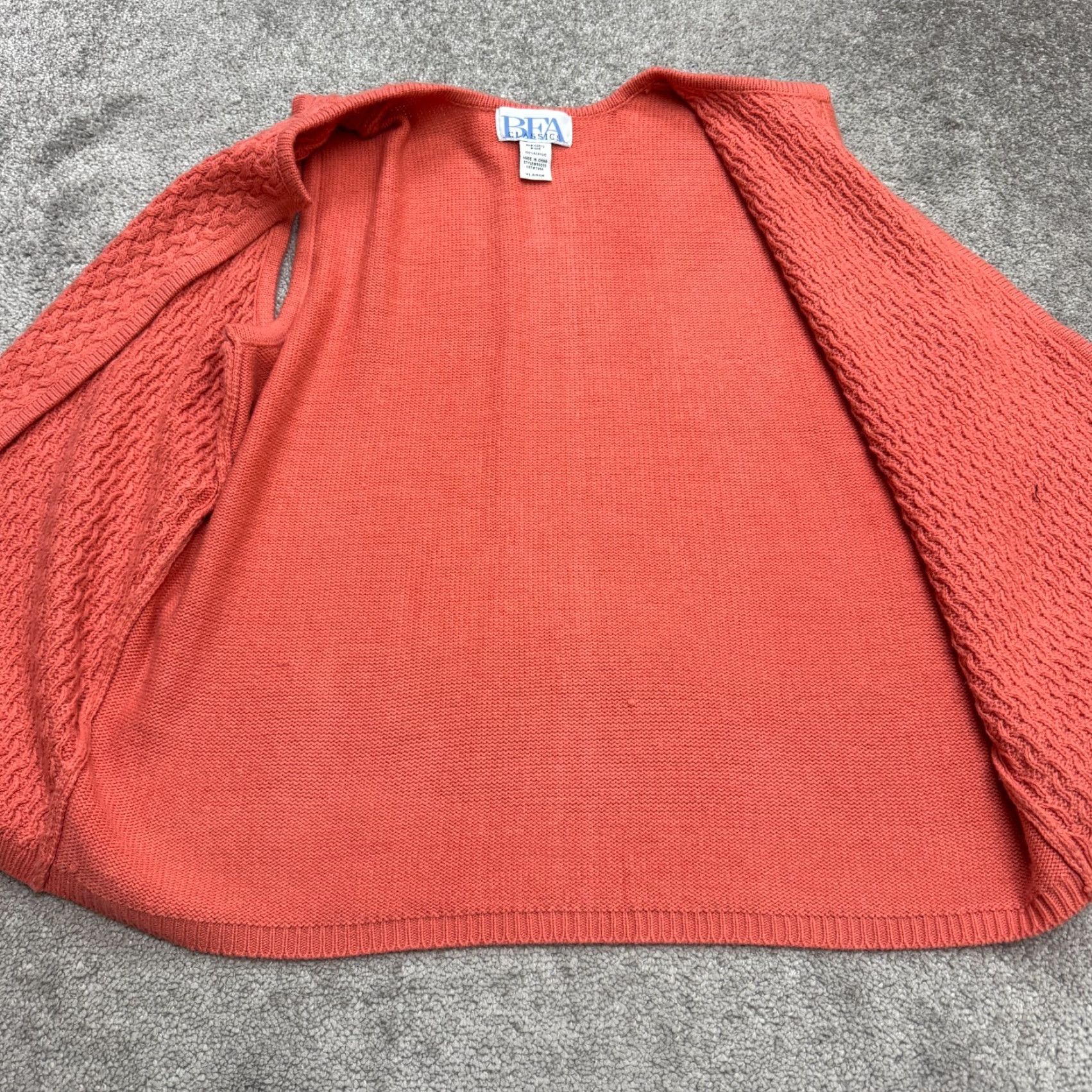 Vintage VINTAGE BFA Classic Open Front Crochet Vest Sweater Womens XL Coral Pink Acrylic Size XL / US 12-14 / IT 48-50 - 3 Thumbnail