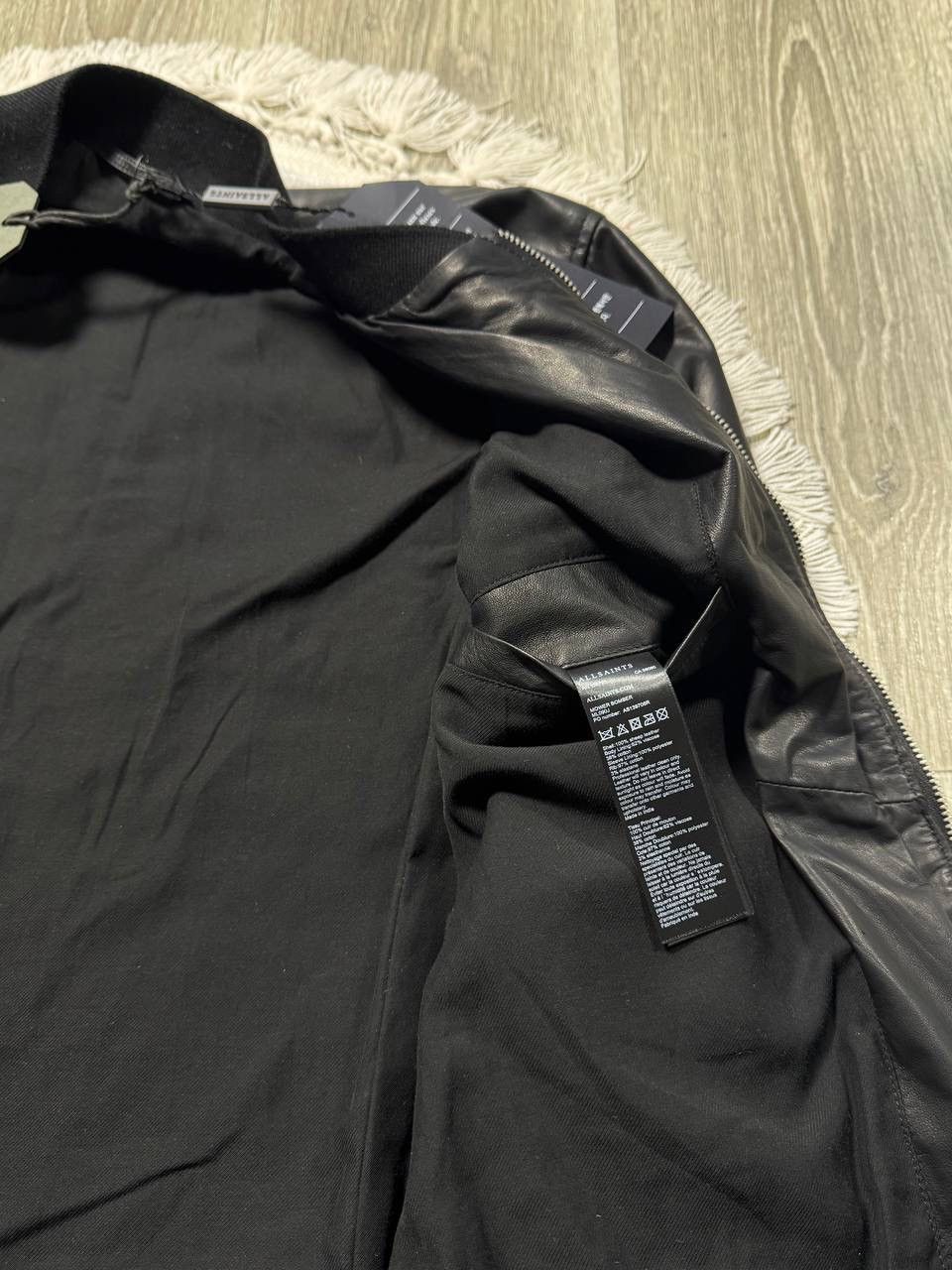 Allsaints ALLSAINTS Men’s Black Leather Bomber Jacket Sheep Leather Size US M / EU 48-50 / 2 - 7 Thumbnail