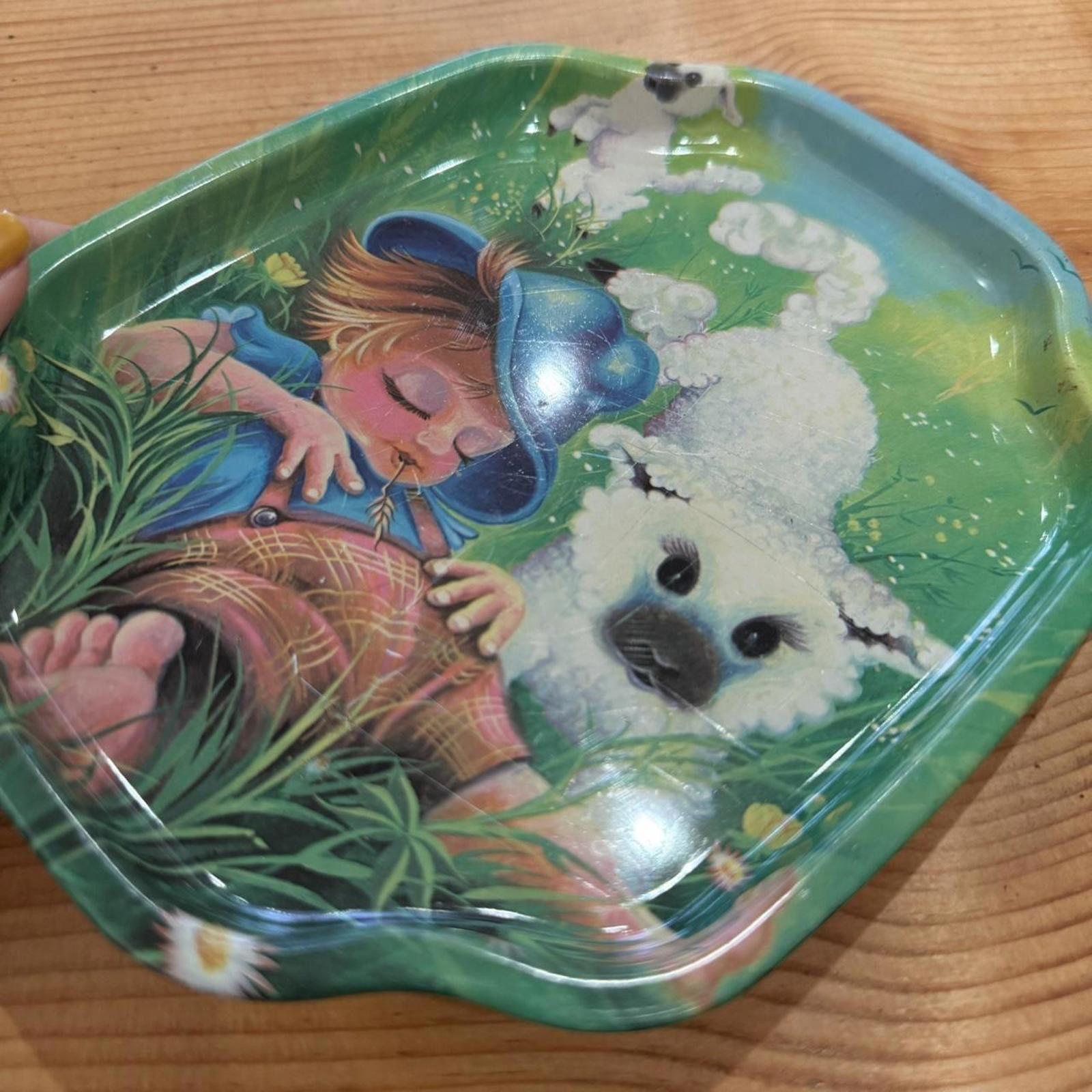 Other Vintage Metal Sleeping Boy and Cat Tray Size ONE SIZE - 4 Thumbnail