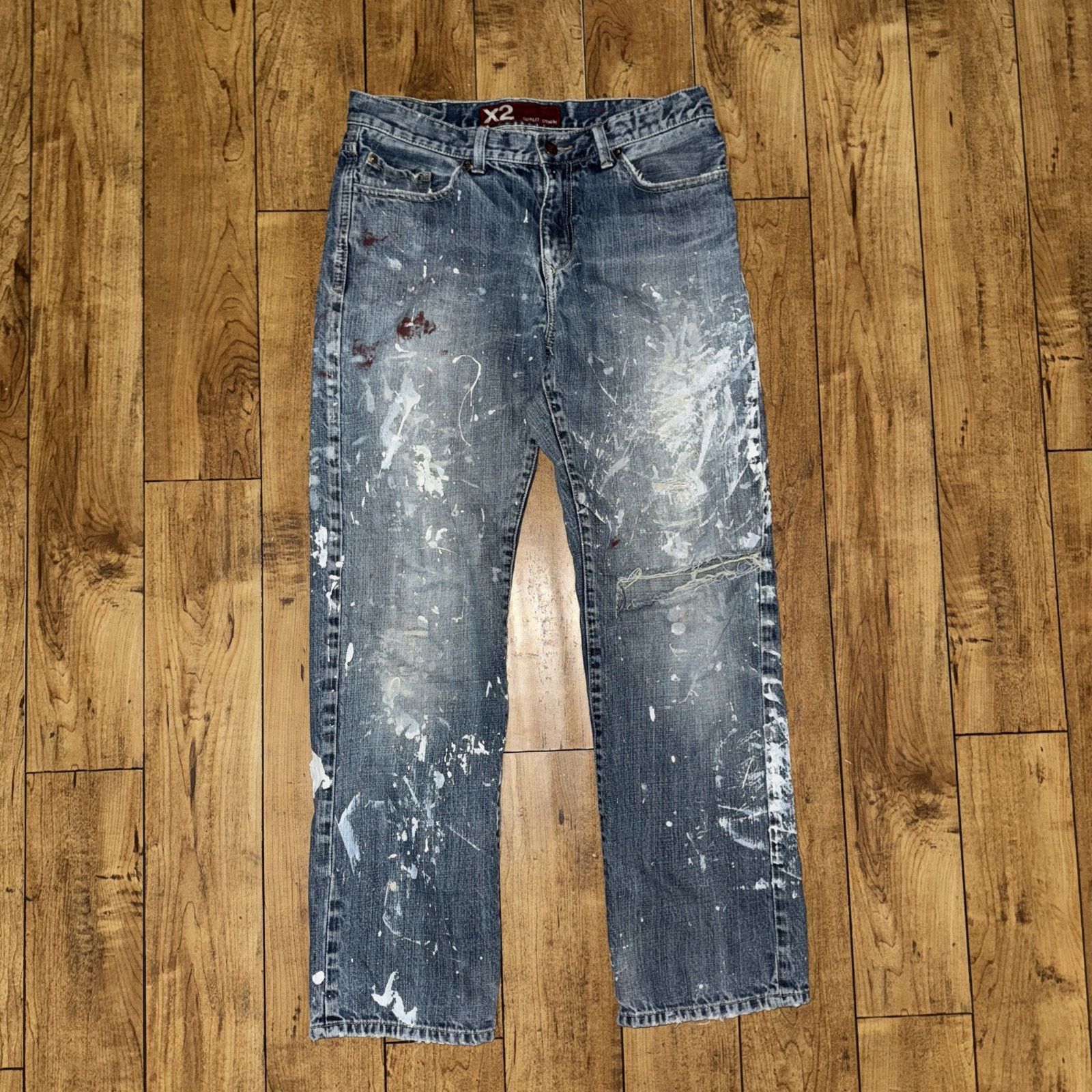 Vintage × X2 X2 Quality Denim M11 Low Rise Straight Leg Blue Workwear Size US 33 - 1 Thumbnail