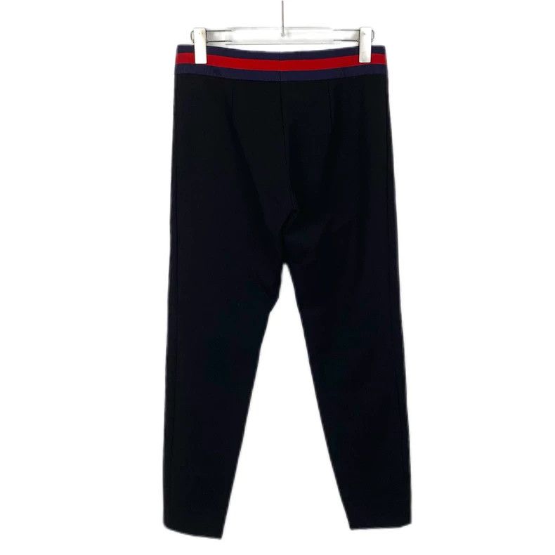 Gucci Black bow rhinestone striped cotton casual trousers 2