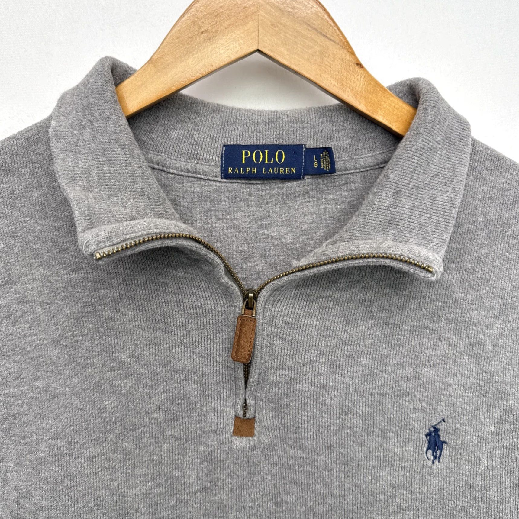 Polo Ralph Lauren Polo Ralph Lauren Mens Sweater 1/4-Zip Gray L 100% Cotton Size US L / EU 52-54 / 3 - 2 Thumbnail