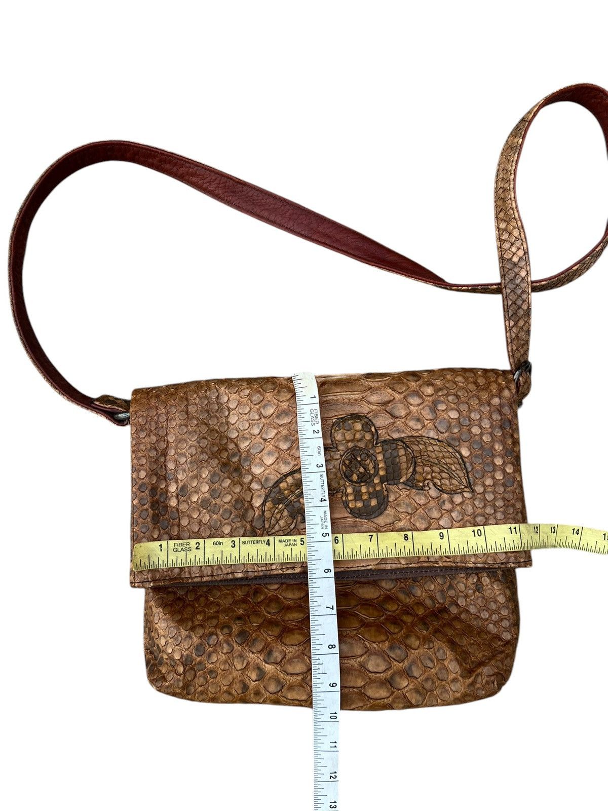 Leather Vintage Unknown Japan Brand Patina Python Skin Leather Bag Size ONE SIZE - 25 Thumbnail
