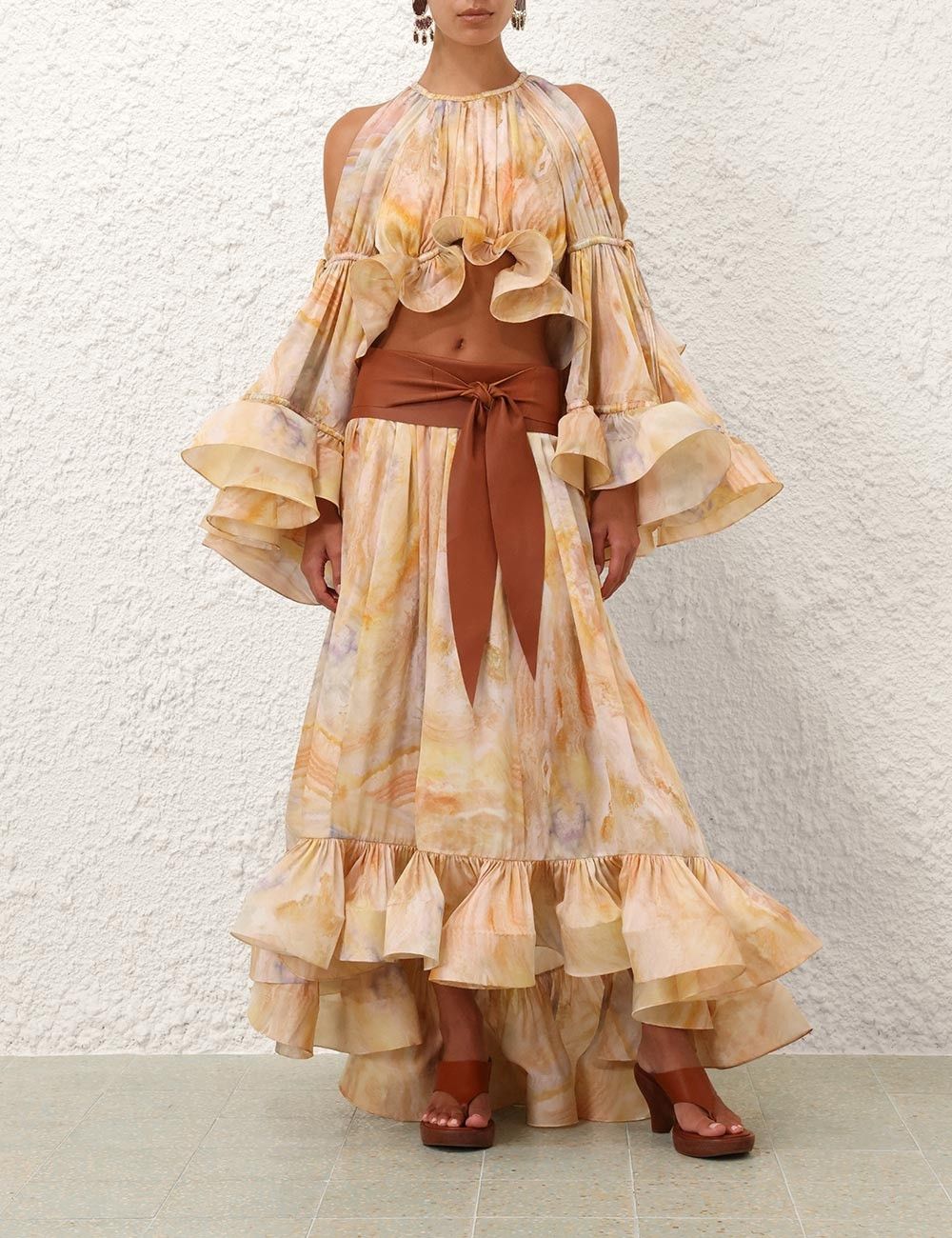 Zimmermann oc11z0226 Balance Flounce Maxi Skirt In Multicolor Size 34" / US 12 / IT 48 - 2 Thumbnail