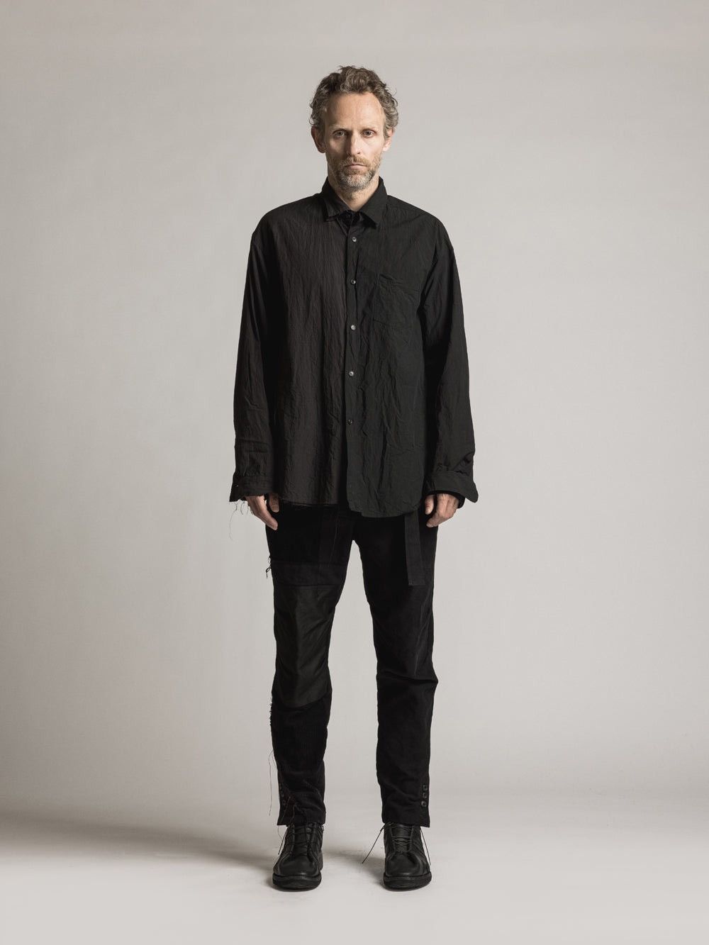 The Viridi-anne Duellum double fabric layered shirt in black cotton n linen Size US L / EU 52-54 / 3 - 5 Thumbnail