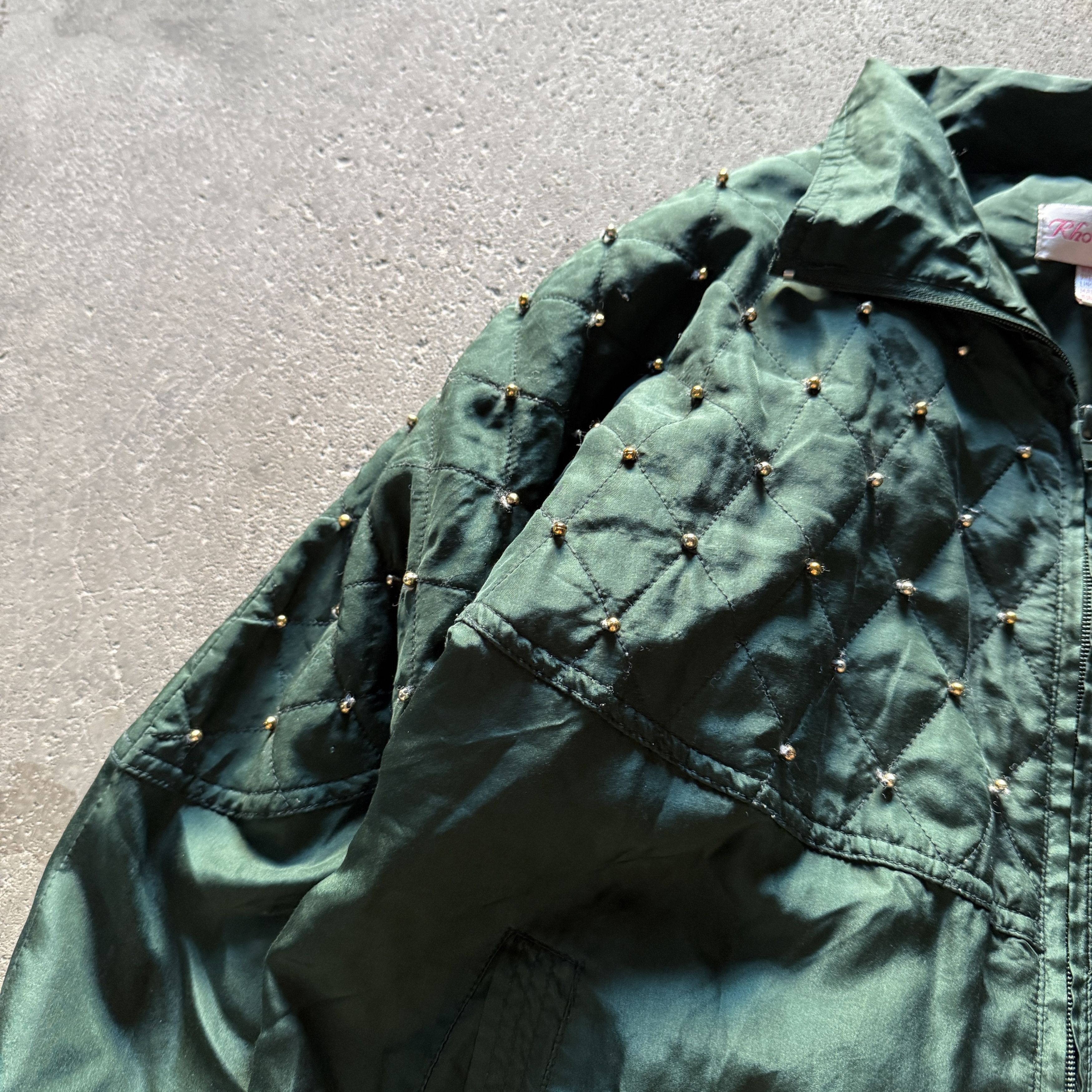 Other vintage green silk studded cropped boxy bomber jacket Size S / US 4 / IT 40 - 3 Thumbnail