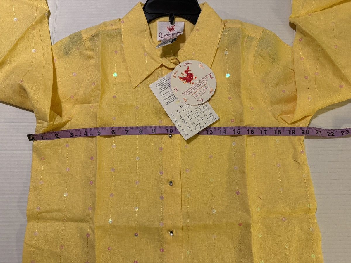 Quacker Factory Quacker Factory Yellow Linen Button Sequin Rhinestone Shirt Size S / US 4 / IT 40 - 7 Thumbnail