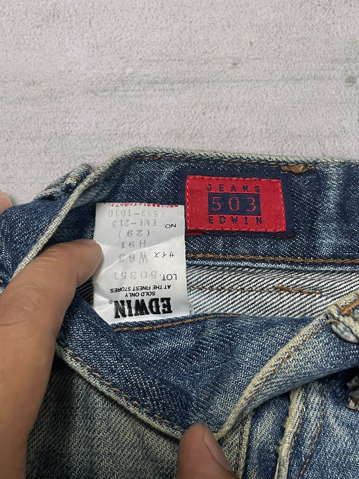 Edwin Vintage Edwin 503 Bootcut Distressed Blue Wash Bleach Jeans Size 29" - 12 Thumbnail