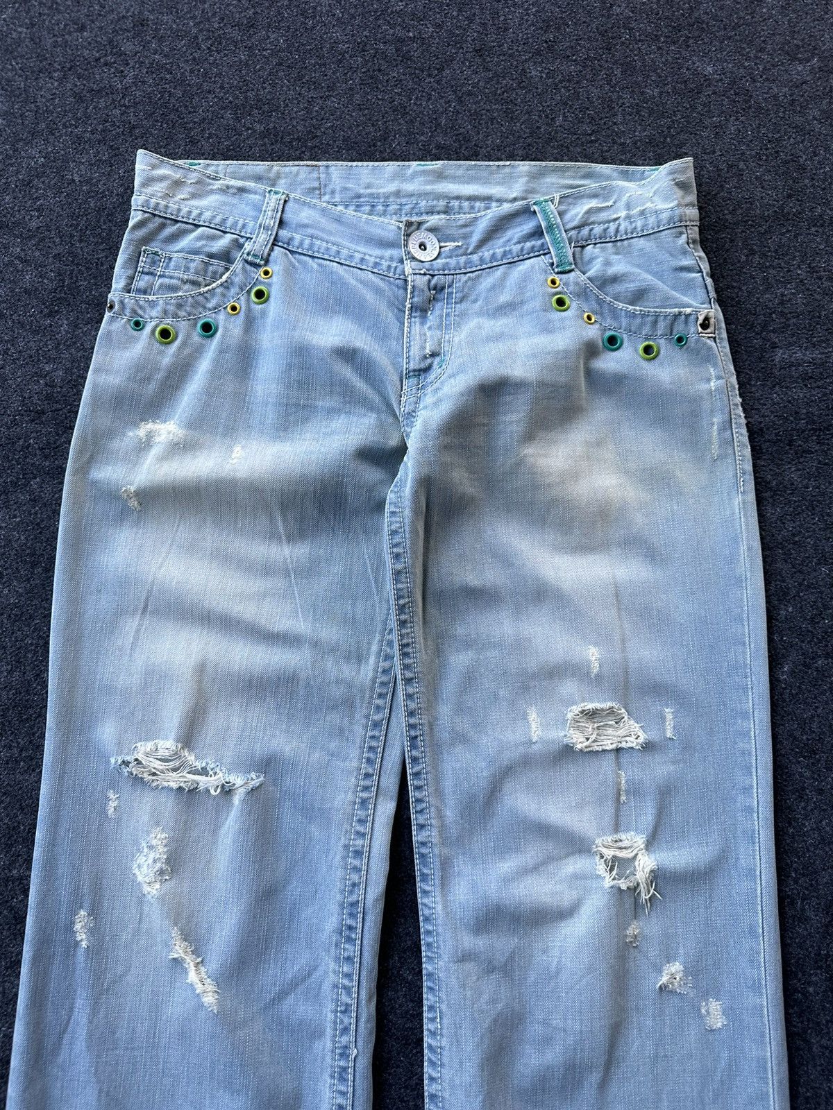 Blue Blue Japan 90s Bluemoon Surf Distressed Vintage Denim D232 Size US 29 - 7 Thumbnail