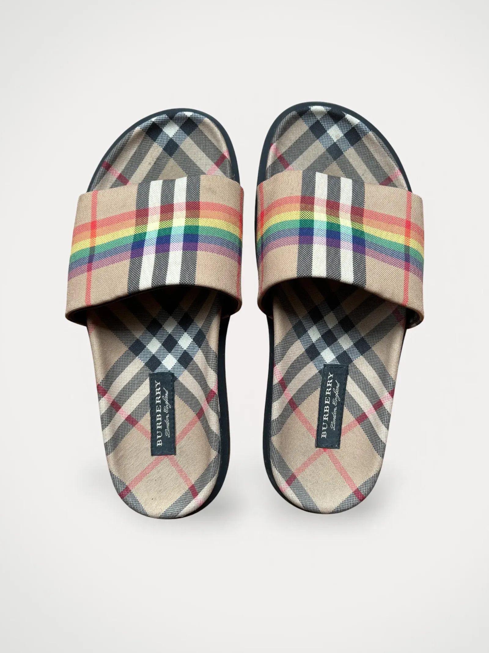 サンダル・ミュール Burberry Embroidered Fabric Mews Mules Check Mews High Mules​ in Alabaster - Women | Burberry® Official