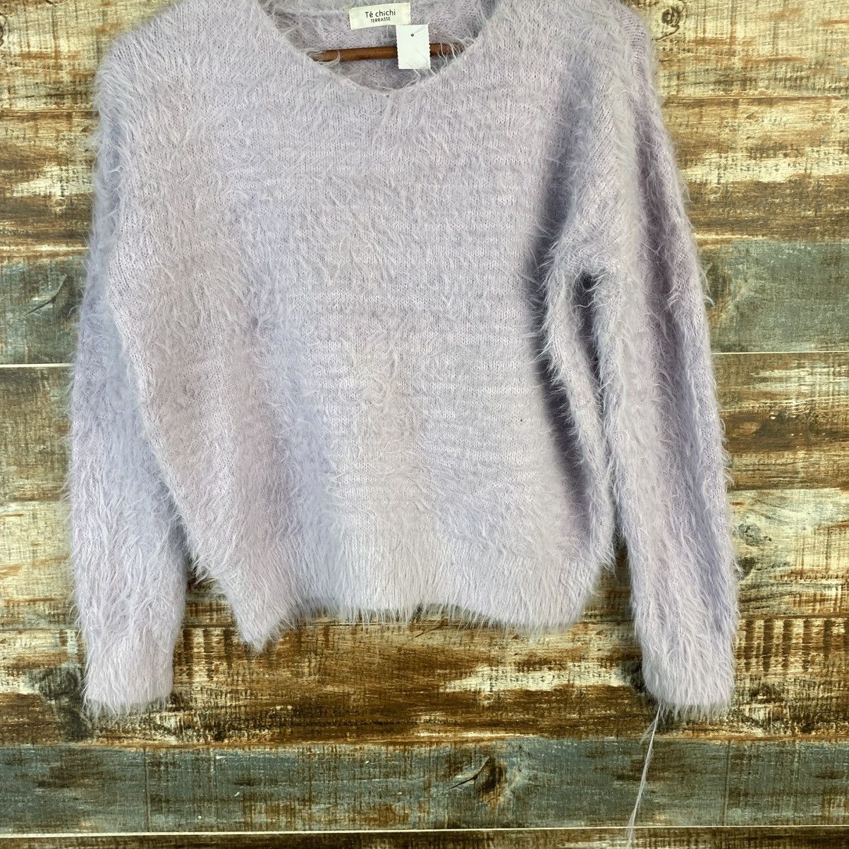 Japanese Brand DL Te Chichi Purple Fur shaggy mohair Knitwear #C1083 Size S / US 4 / IT 40 - 3 Thumbnail