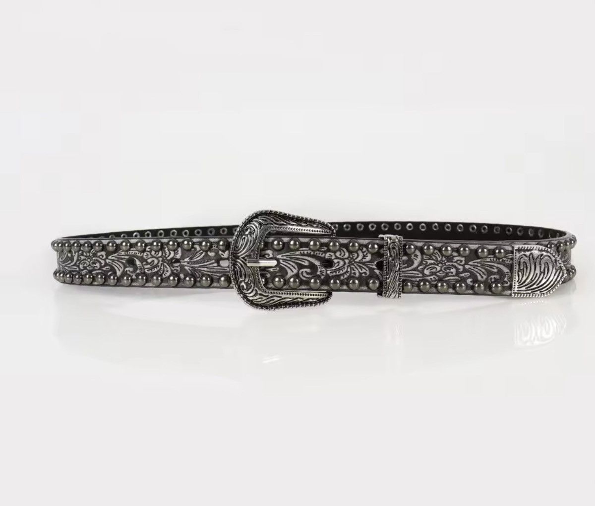 Japanese Brand retro old threaded rivet embossed Pu Leather belt Size 32 - 2 Thumbnail