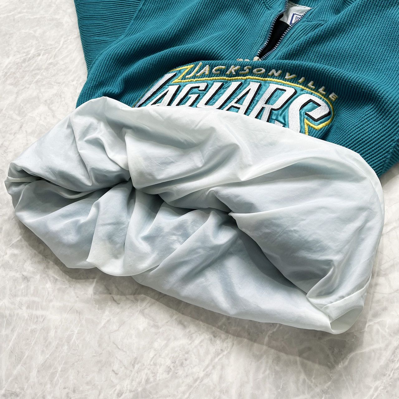 NFL × Starter × Vintage VTG JACKSONVILLE JAGUARS WAFFLE KNIT HALF ZIP SWEATSHIRT Size US L / EU 52-54 / 3 - 5 Thumbnail