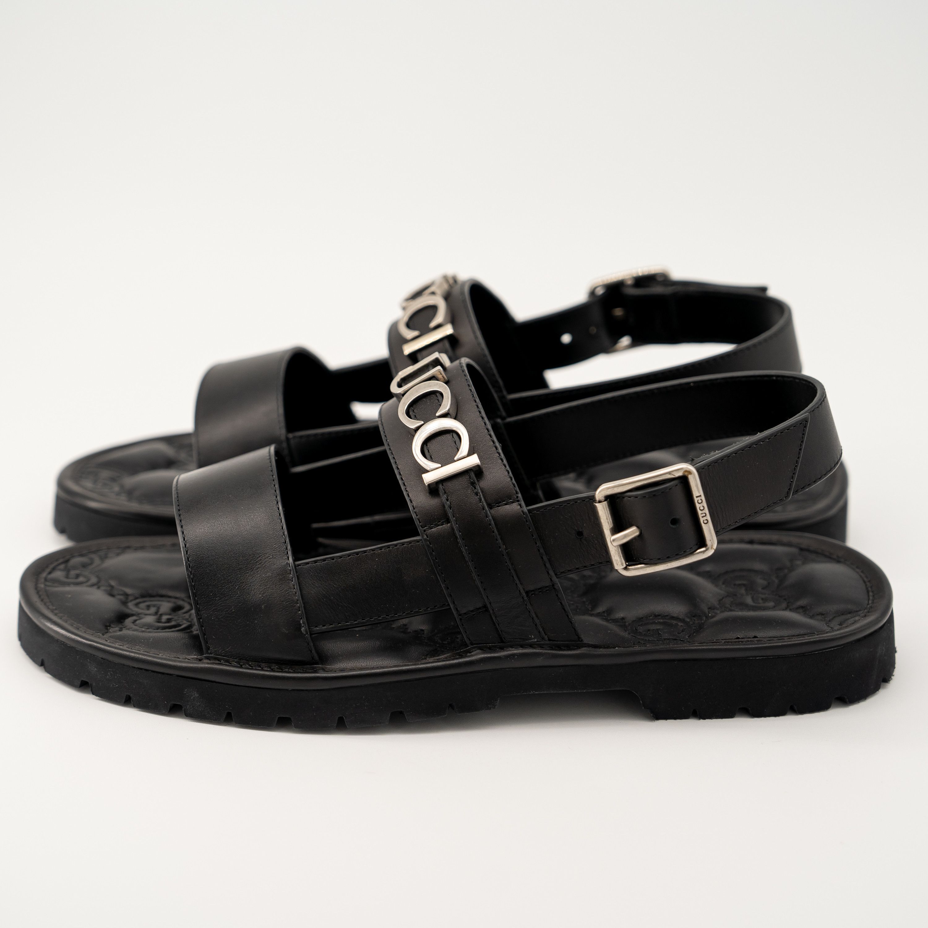 Gucci 11G 11.5 US Gucci Leather Sandals Black Strap Buckle Size US 11.5 / EU 44-45 - 4 Thumbnail
