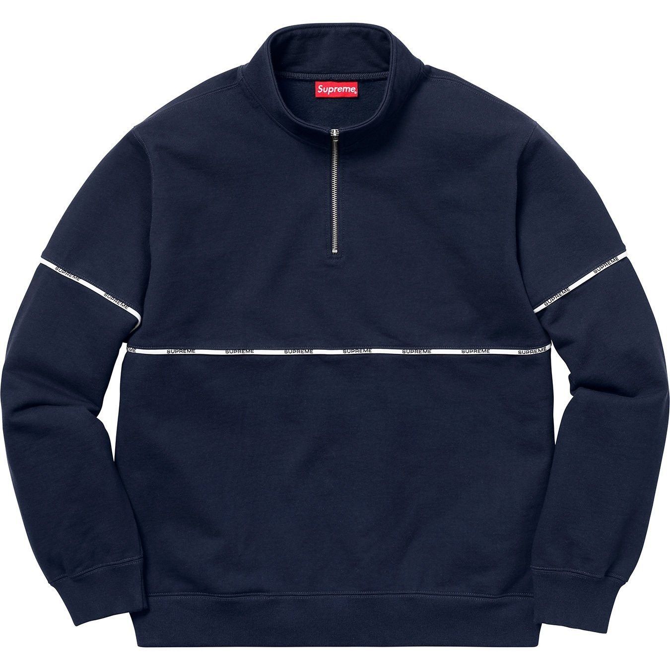 Supreme Logo Piping Half Zip Sweatshirt Navy Size US XL / EU 56 / 4 - 1 Preview