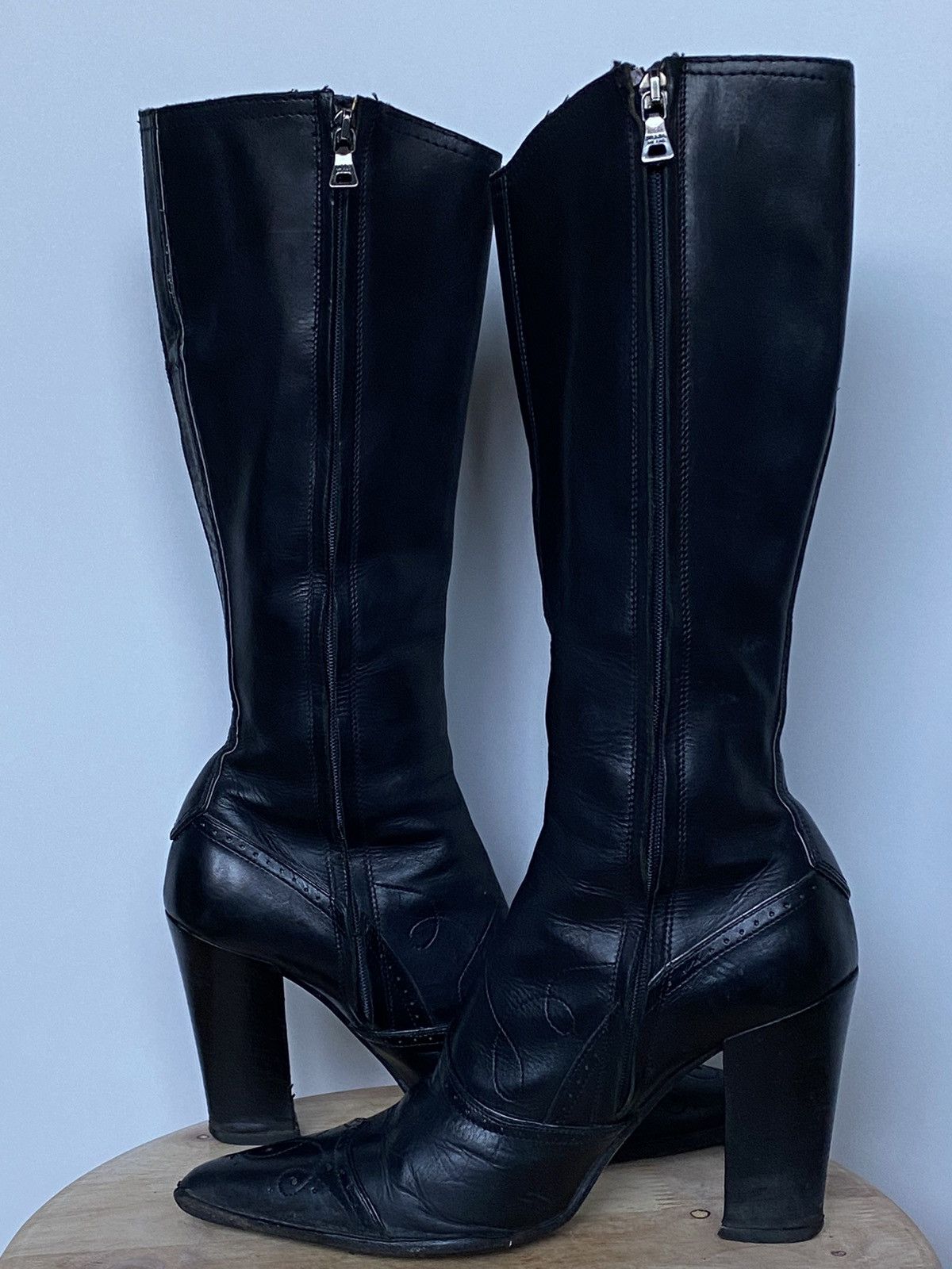 Prada × Vintage Prada Vintage Leather Western Cowboy Boots in Black Size US 6.5 / IT 36.5 - 5 Thumbnail