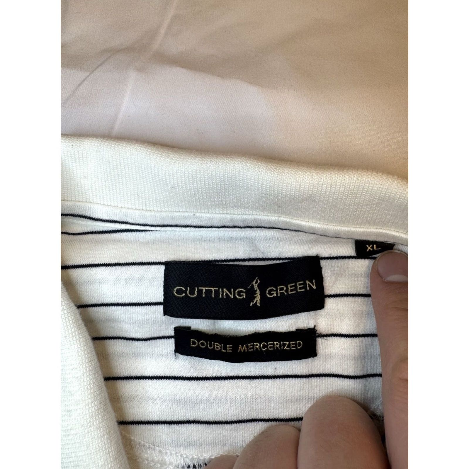 Vintage VINTAGE Cutting Green Old Course St Andrews Polo Shirt XL Regular Men White Black Striped Short Sleeve Cotton Polo Mens Size US XL / EU 56 / 4 - 5 Thumbnail