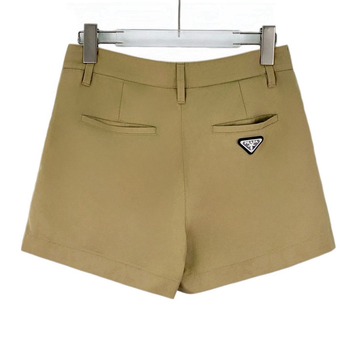 Prada Prada Brown Triangle Logo Cotton Casual Shorts K26WX Size 26" / US 2 / IT 38 - 2 Thumbnail