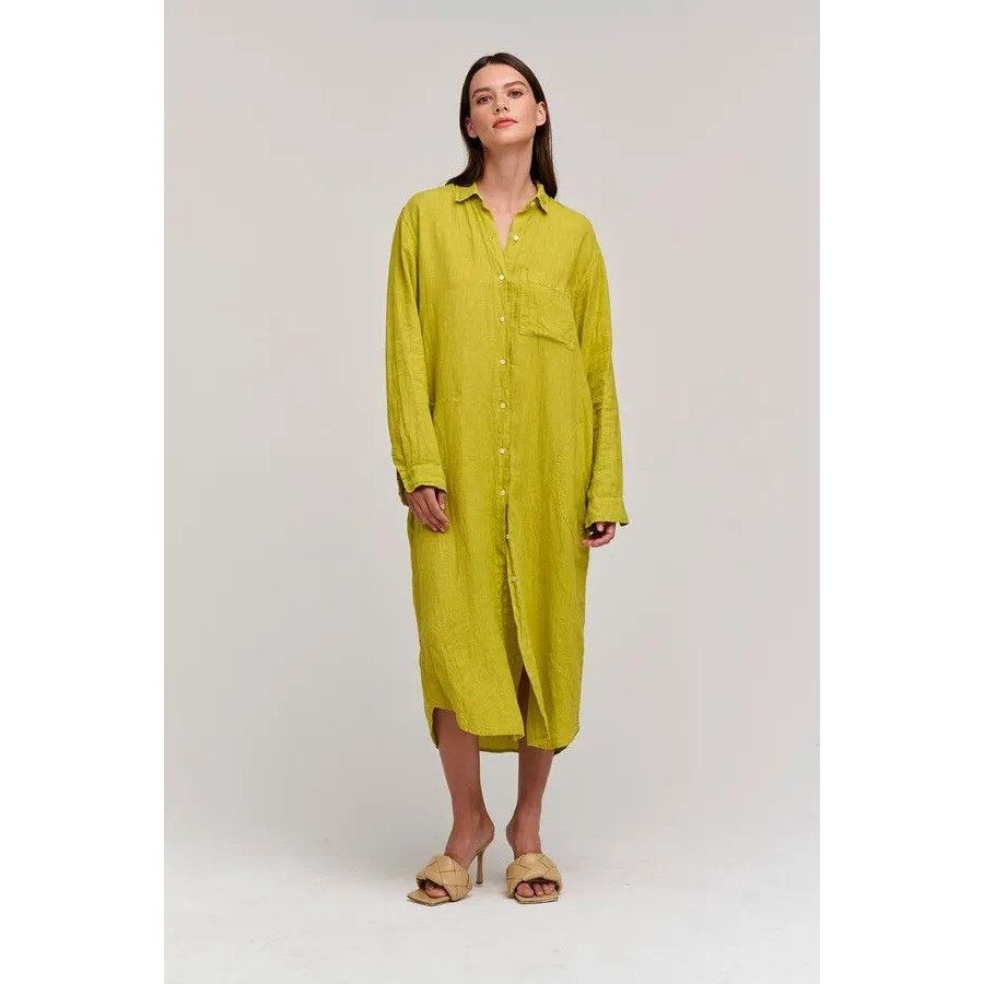 Velvet Velvet By Graham & Spencer Chartreuse Button-Down Midi Shirt Size XS / US 0-2 / IT 36-38 - 2 Thumbnail
