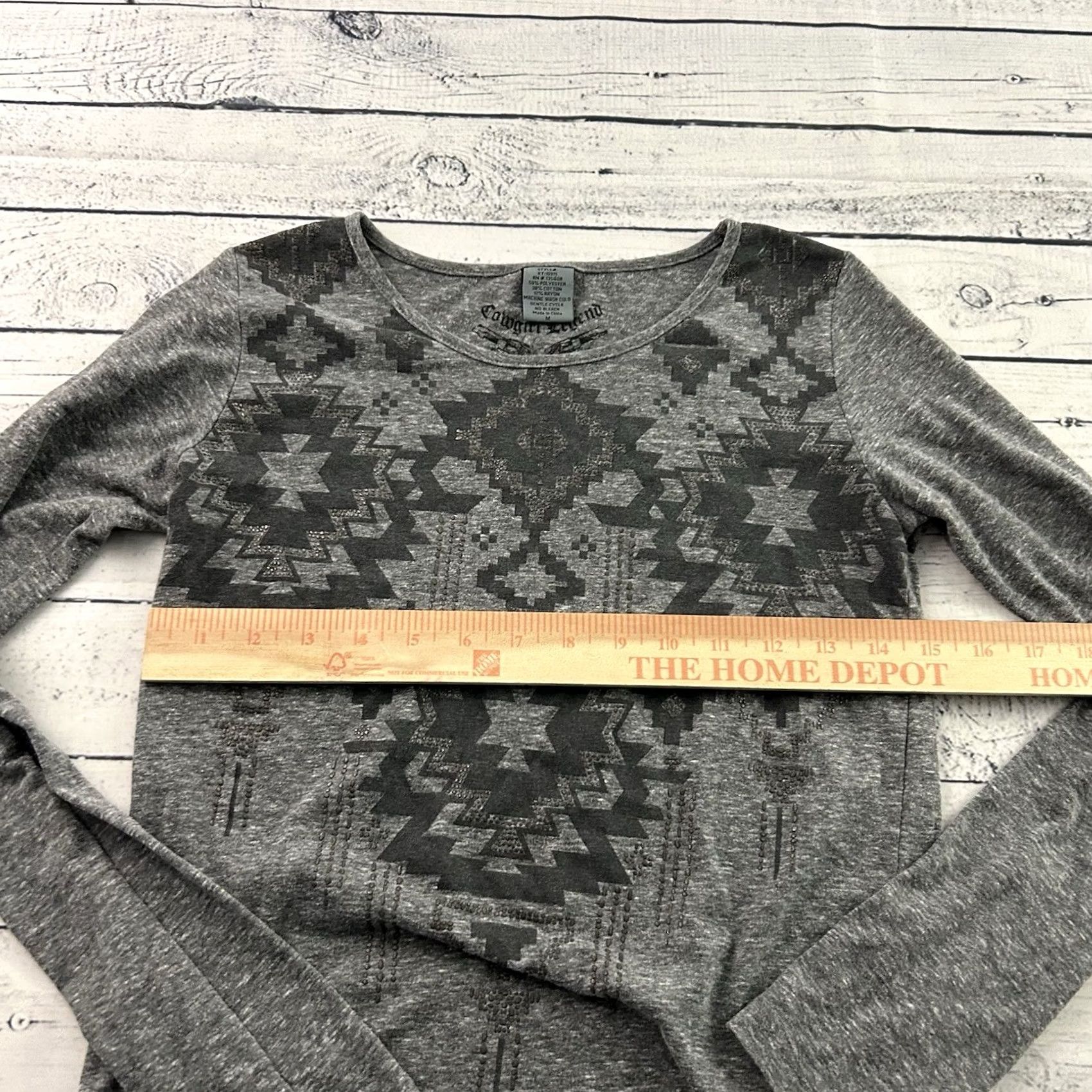 Vintage Cowgirl Legend Long Sleeve Top Mens Gray M Shirt Size M / US 6-8 / IT 42-44 - 4 Thumbnail