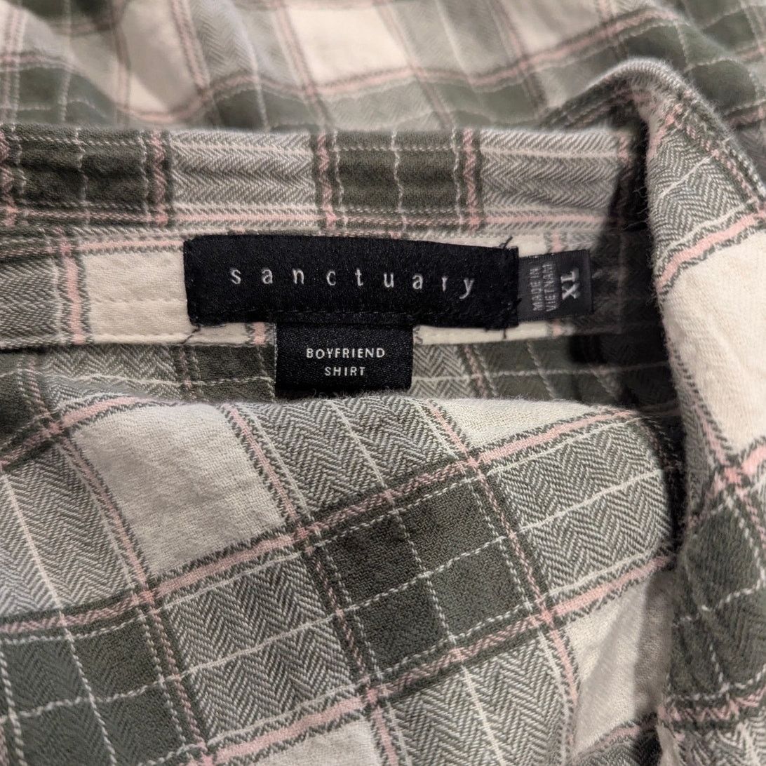 Sanctuary Sanctuary Green Plaid Boyfriend Shirt Button Up XL Size XL / US 12-14 / IT 48-50 - 4 Thumbnail