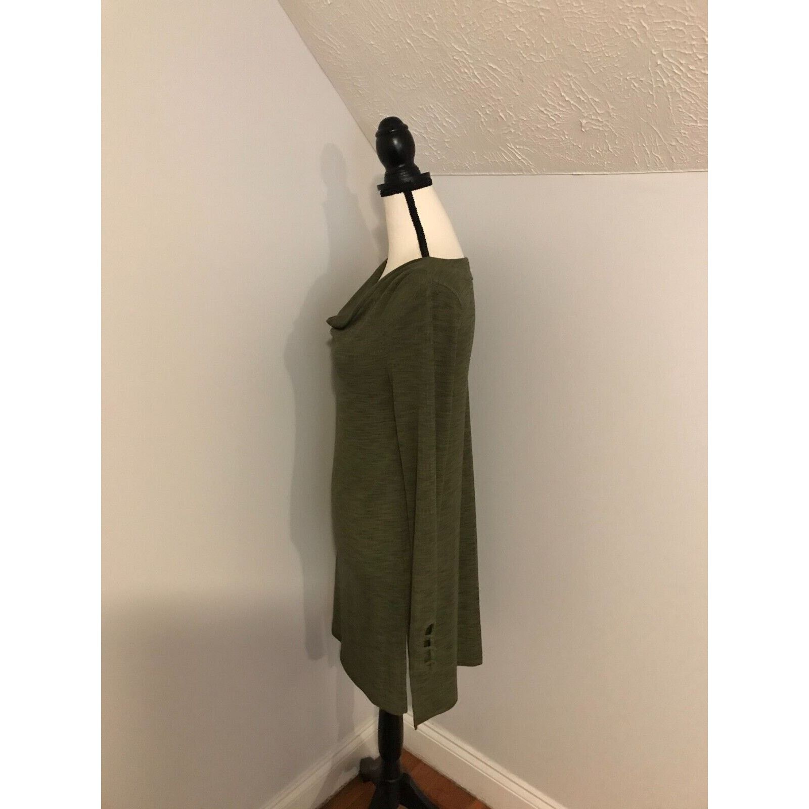 Anthropologie Anthropologie Pure+Good Cowlneck Green Ribbed Tunic Dress Size S / US 4 / IT 40 - 2 Thumbnail