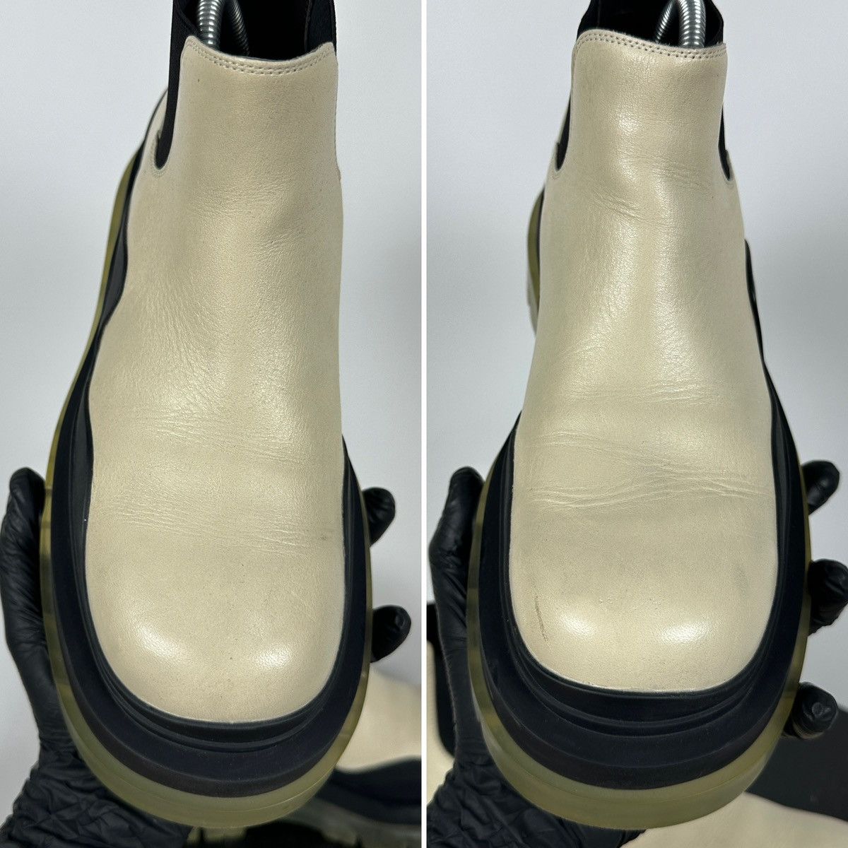 Bottega Veneta Bottega Veneta Cream Leather Ankle Chelsea Boots Size US 9.5 / IT 39.5 - 21 Thumbnail