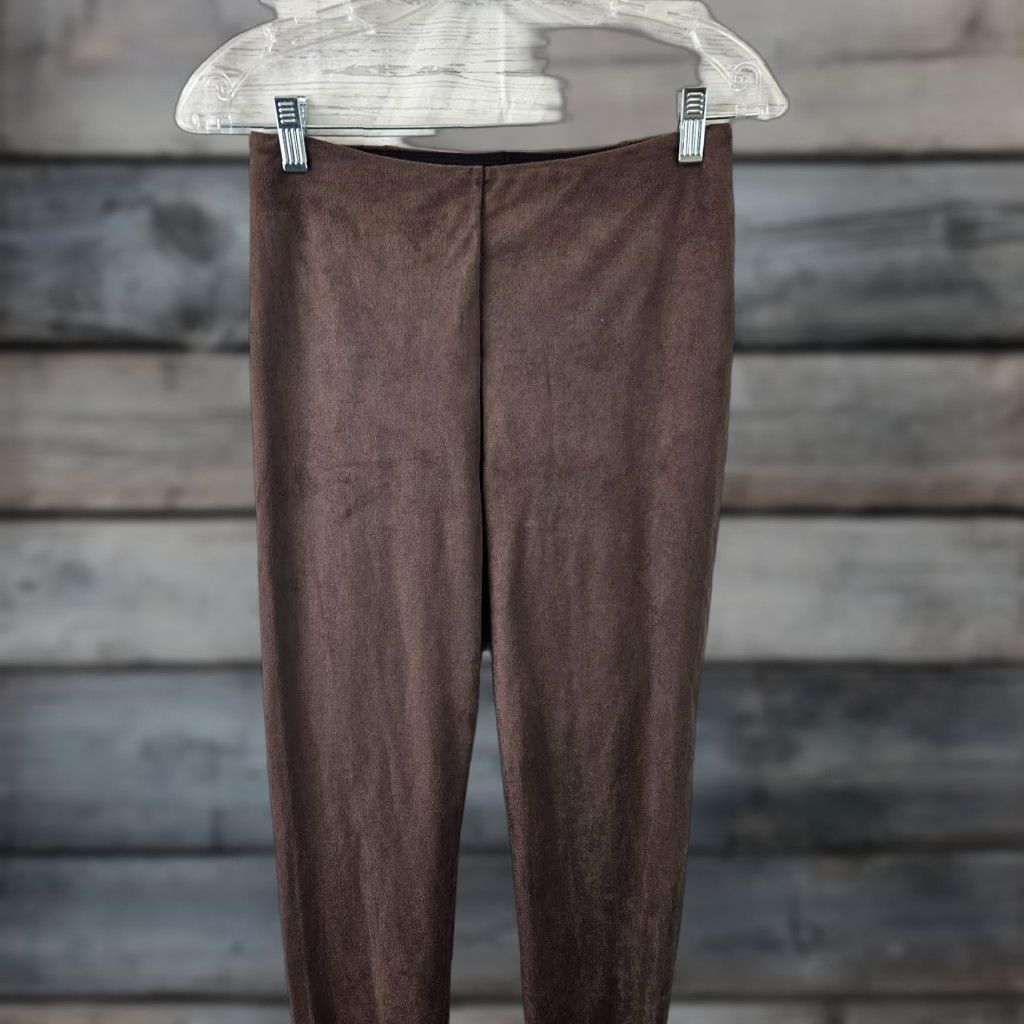 Vintage Lysse Womens Faux Suede Leggings Sz Small Brown Mid Rise Pull On Leggings Mens? Size 28" / US 6 / IT 42 - 1 Thumbnail