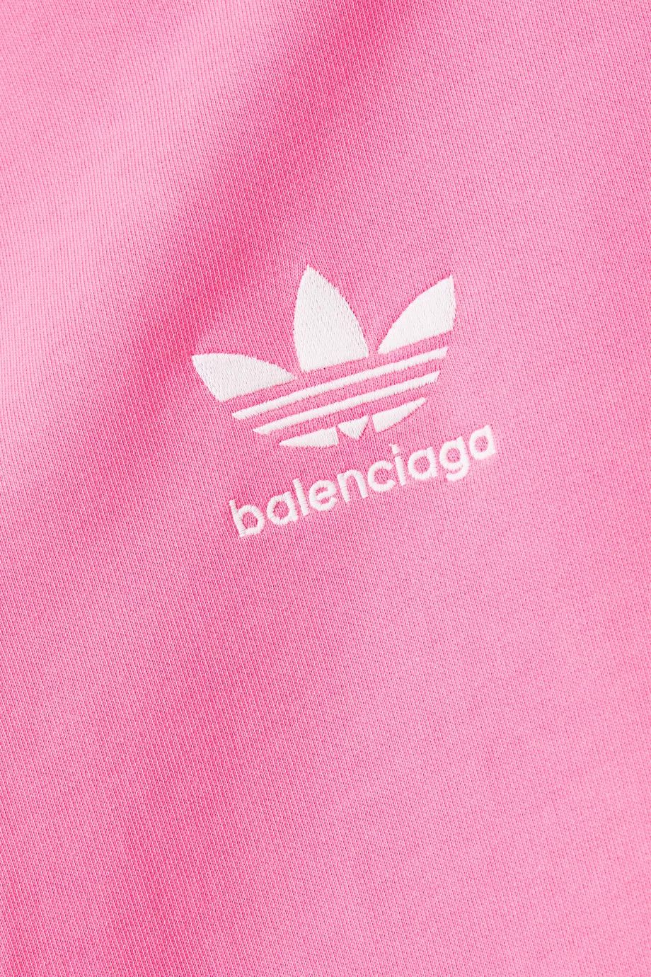 Adidas × Balenciaga o1s1wg110924 Unisex Oversized Hoodie in Fleece in Pink/White Size M / US 6-8 / IT 42-44 - 4 Thumbnail